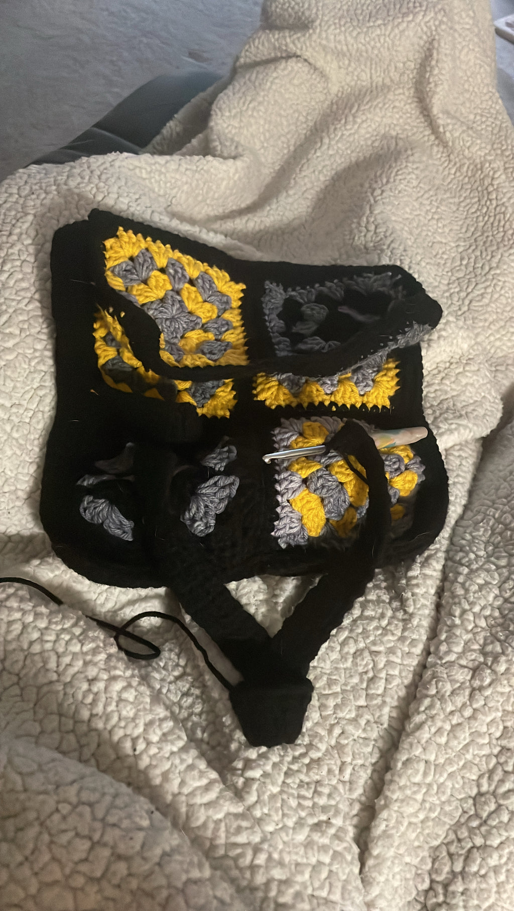 yellow granny square bag