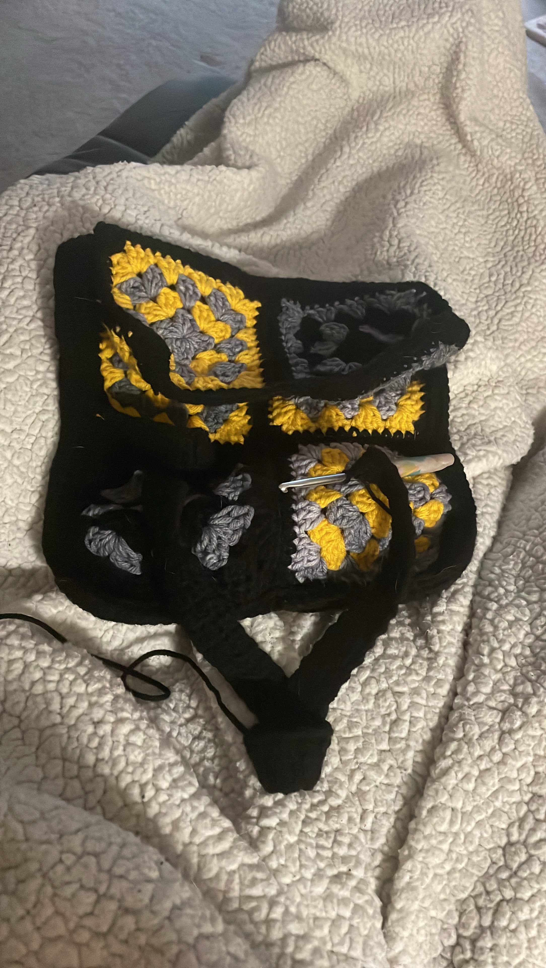 yellow granny square bag