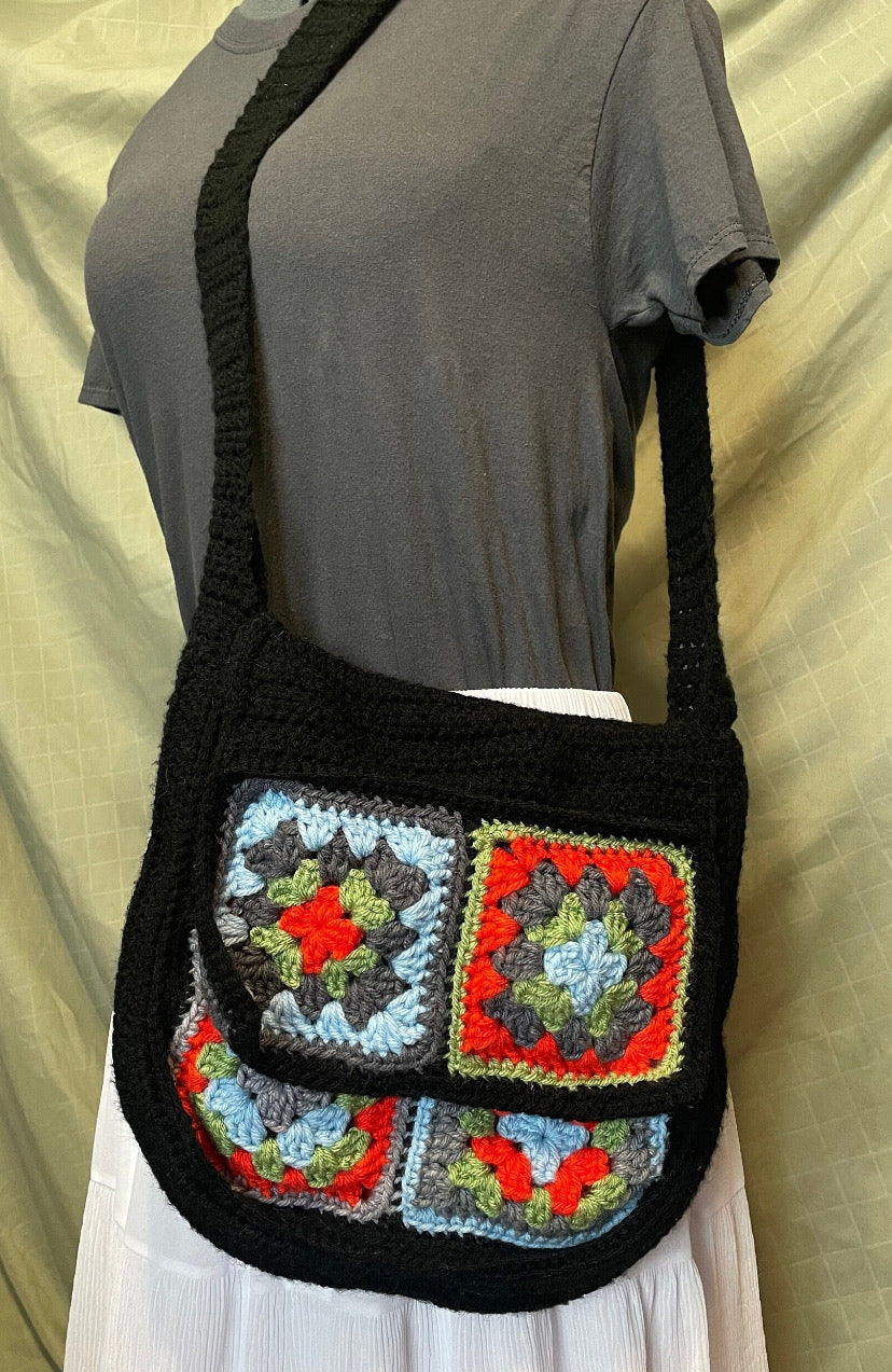 multi colored granny square bag