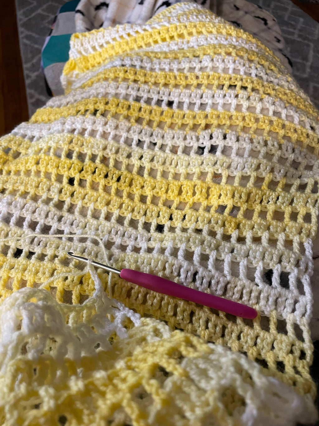 crocheted yellow cropped sleeve cardigan