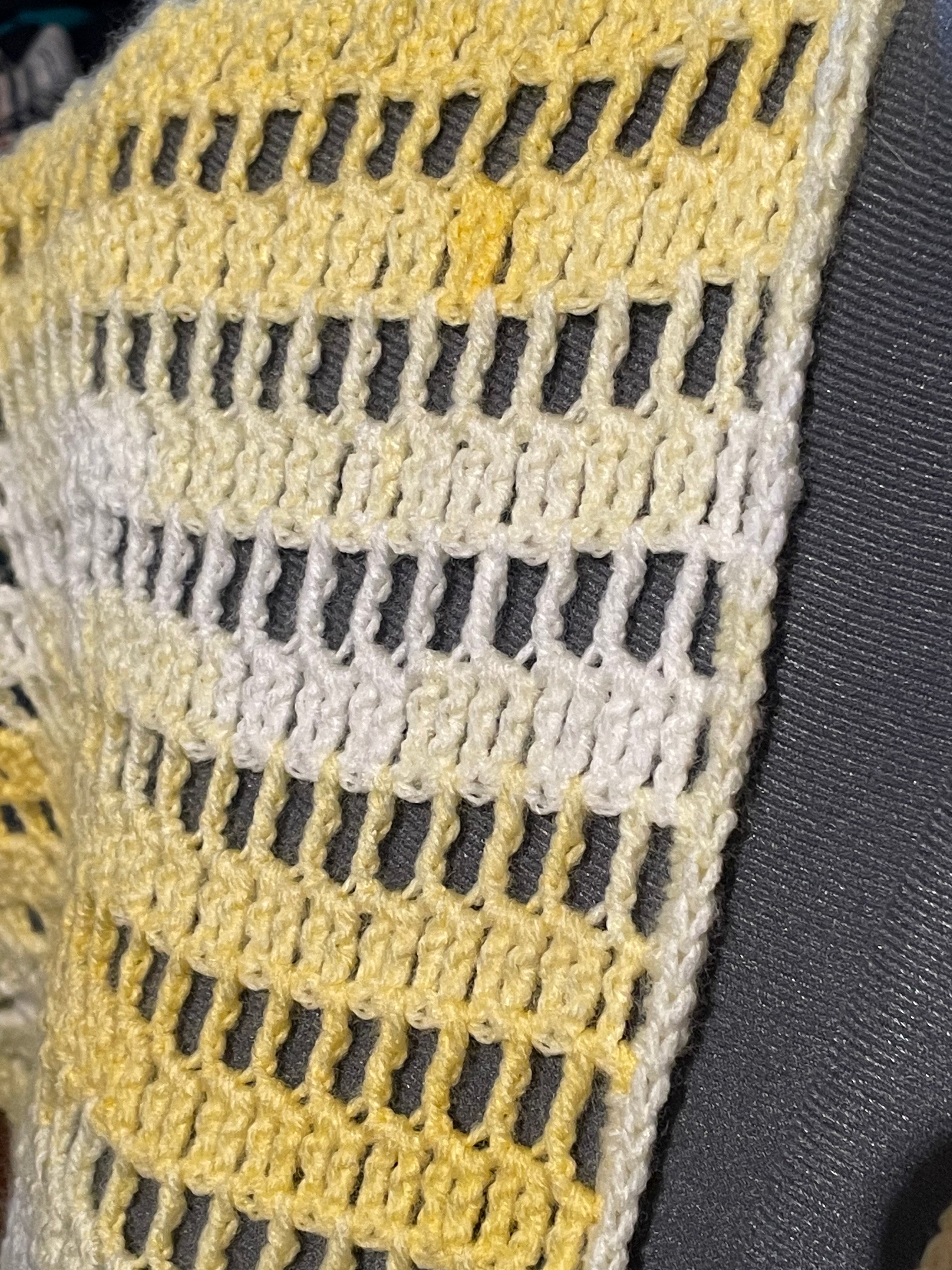 crocheted yellow cropped sleeve cardigan