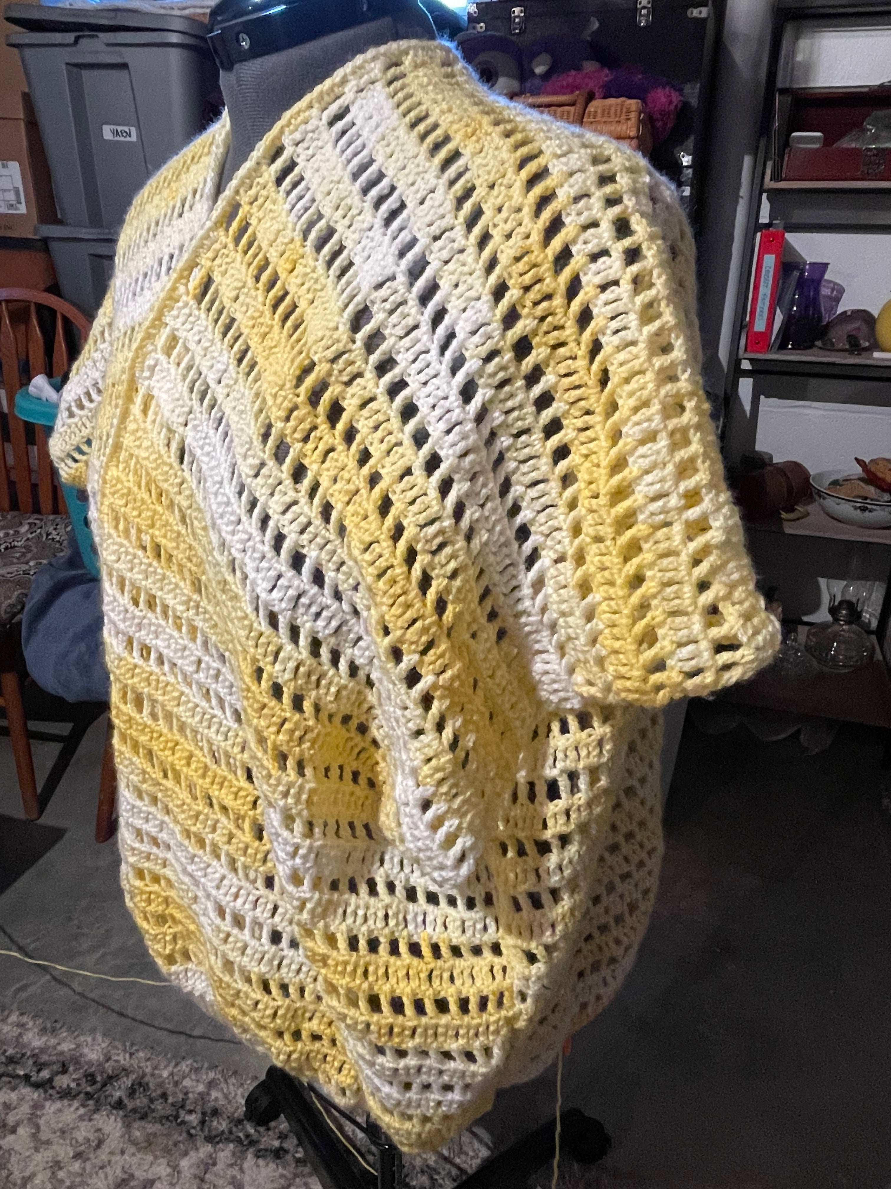 crocheted yellow cropped sleeve cardigan