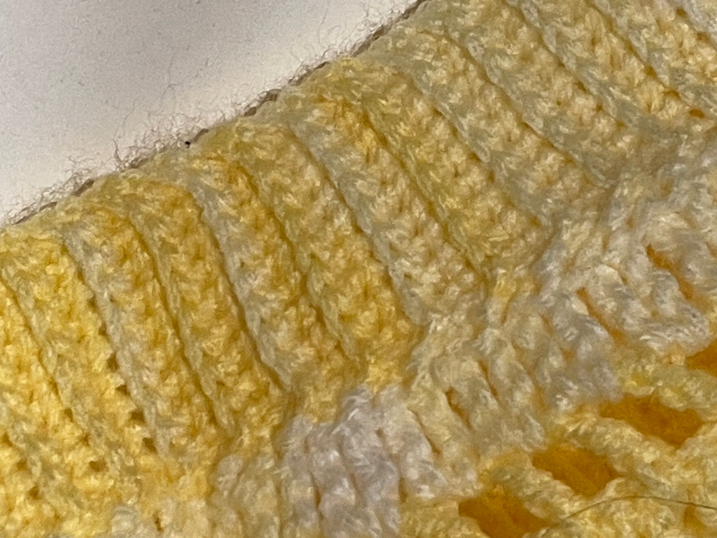 crocheted yellow cropped sleeve cardigan
