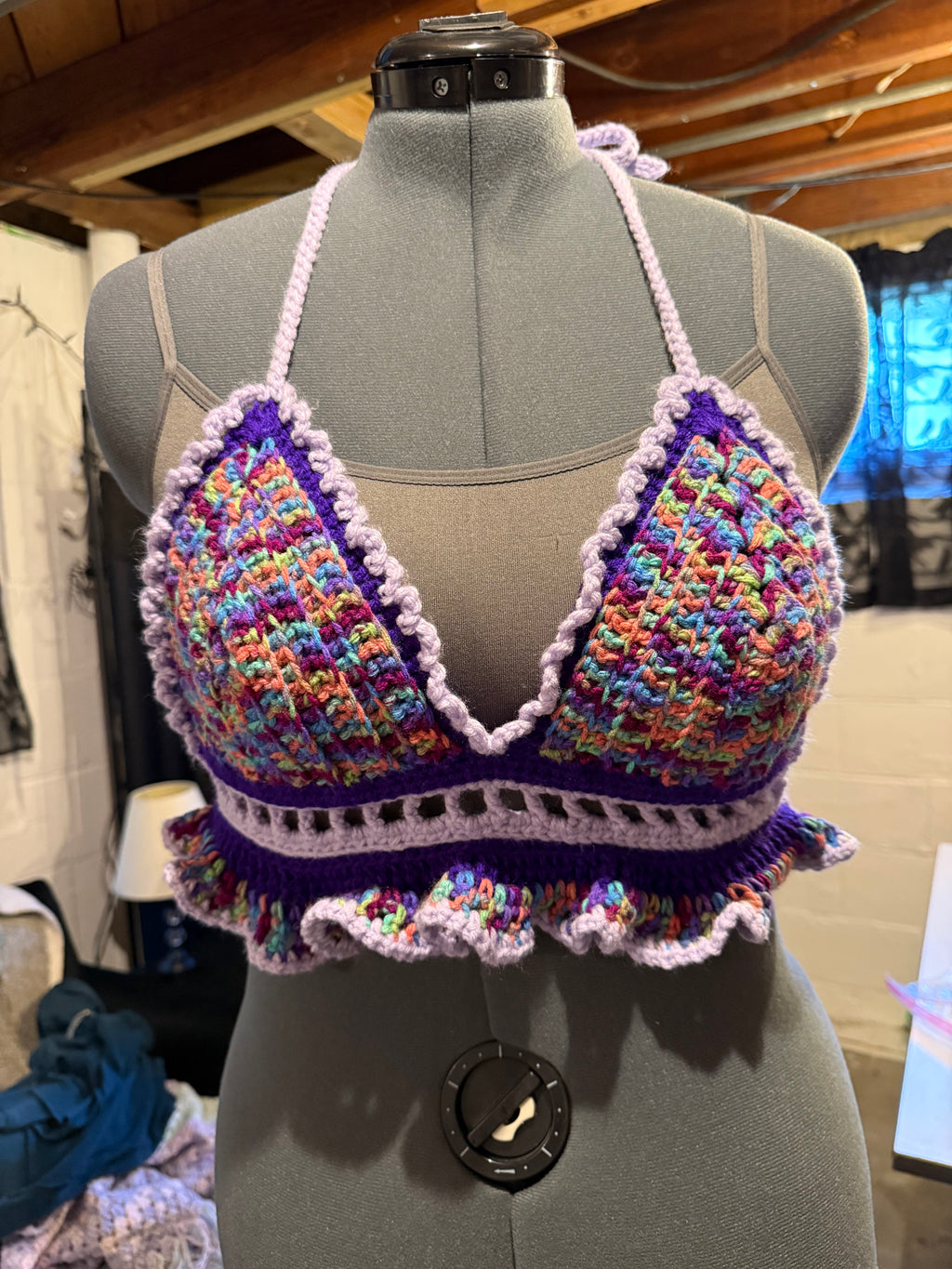 purple confetti halter top