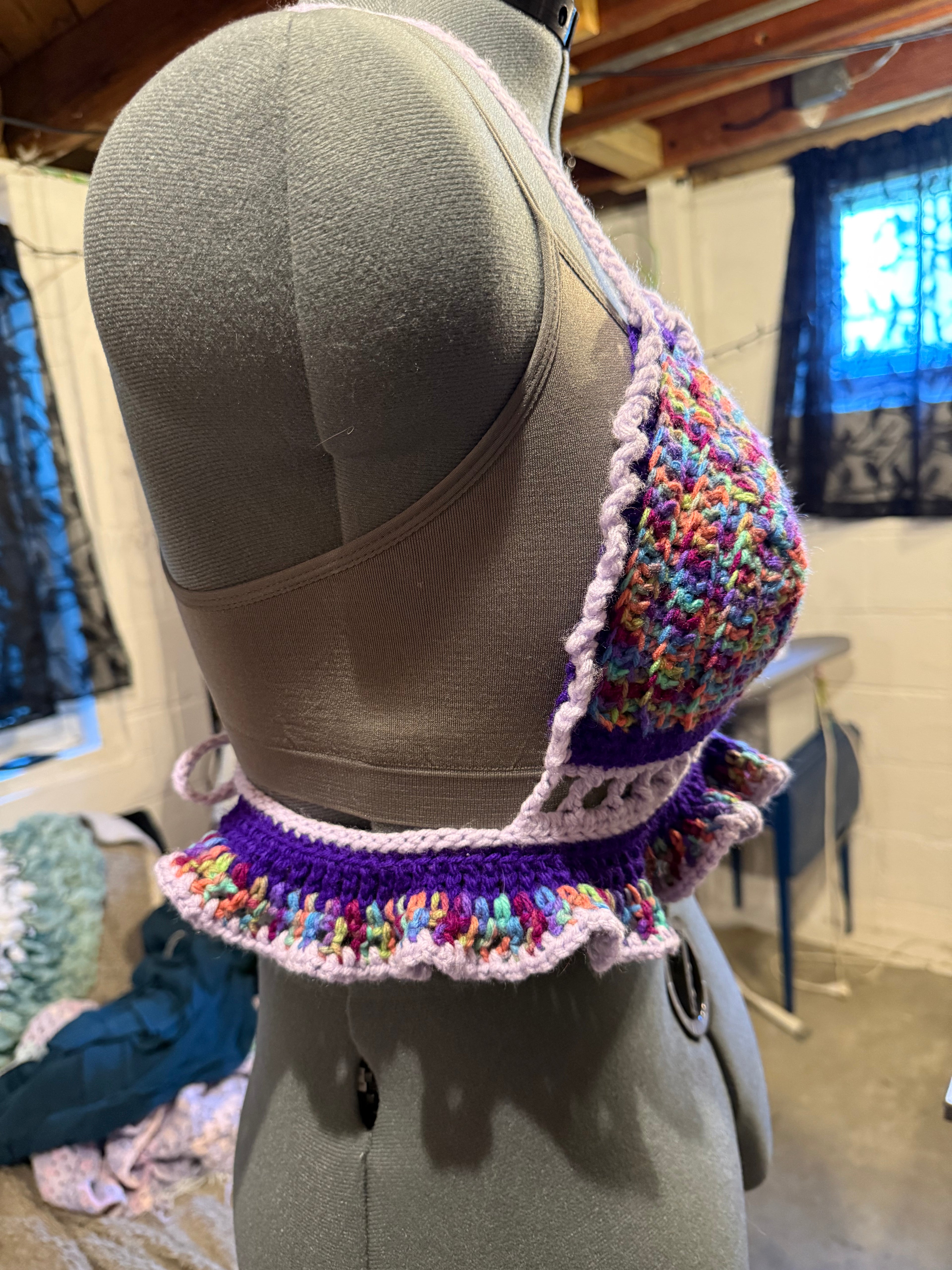 purple confetti halter top