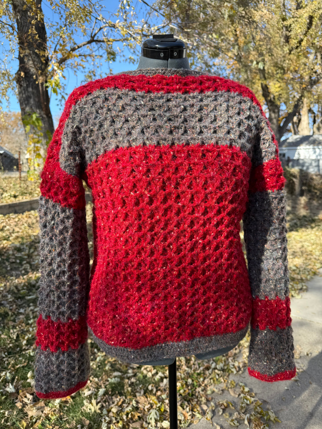 Vermillian red and taupe Sweater
