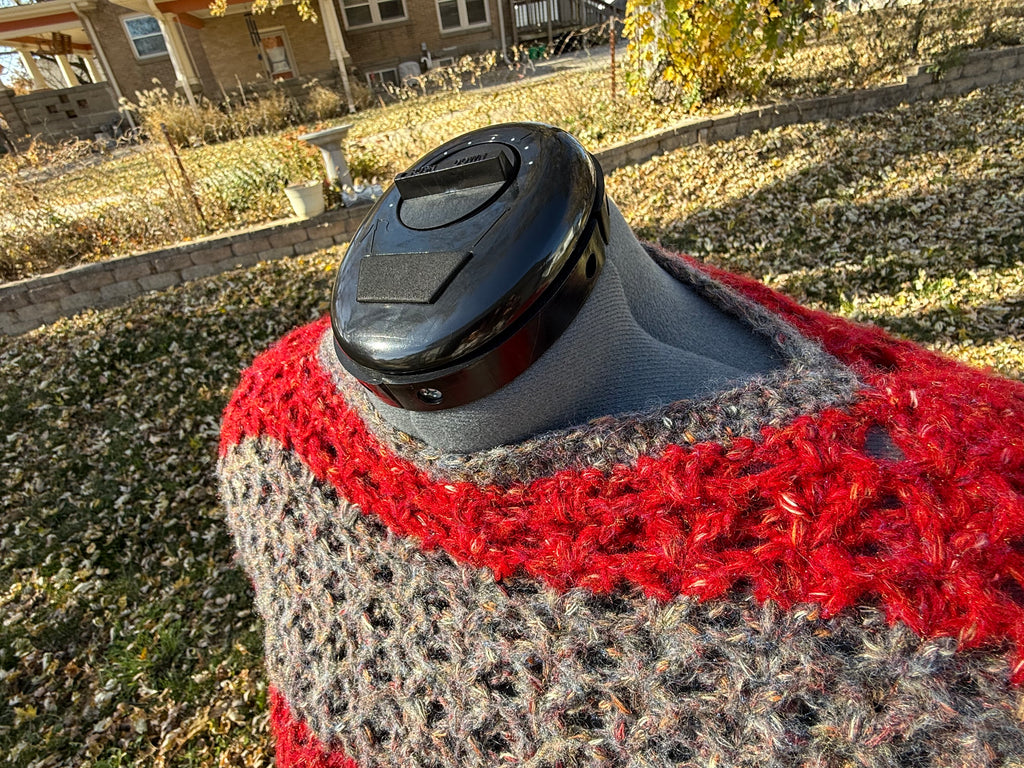 Vermillian red and taupe Sweater