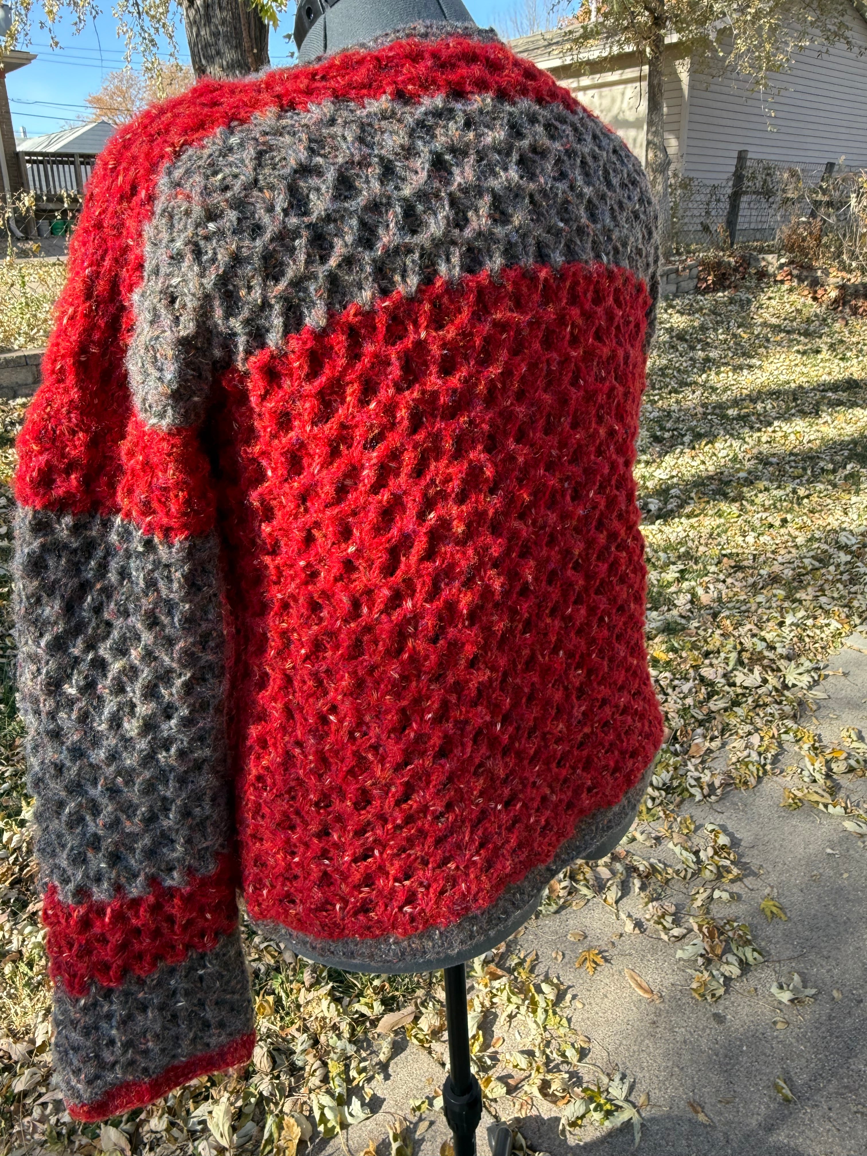 Vermillian red and taupe Sweater