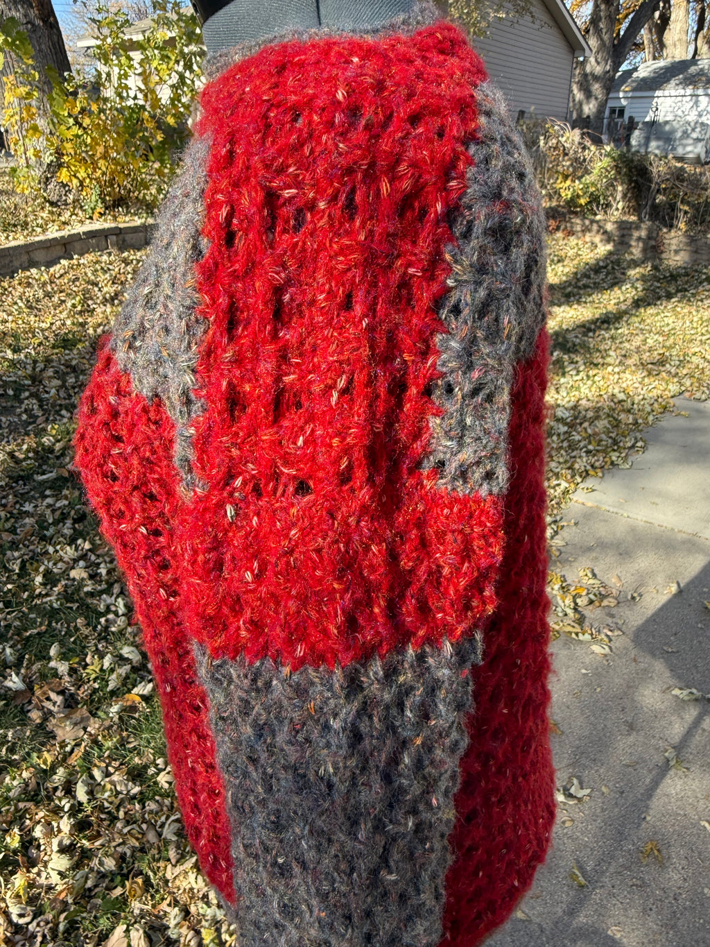 Vermillian red and taupe Sweater