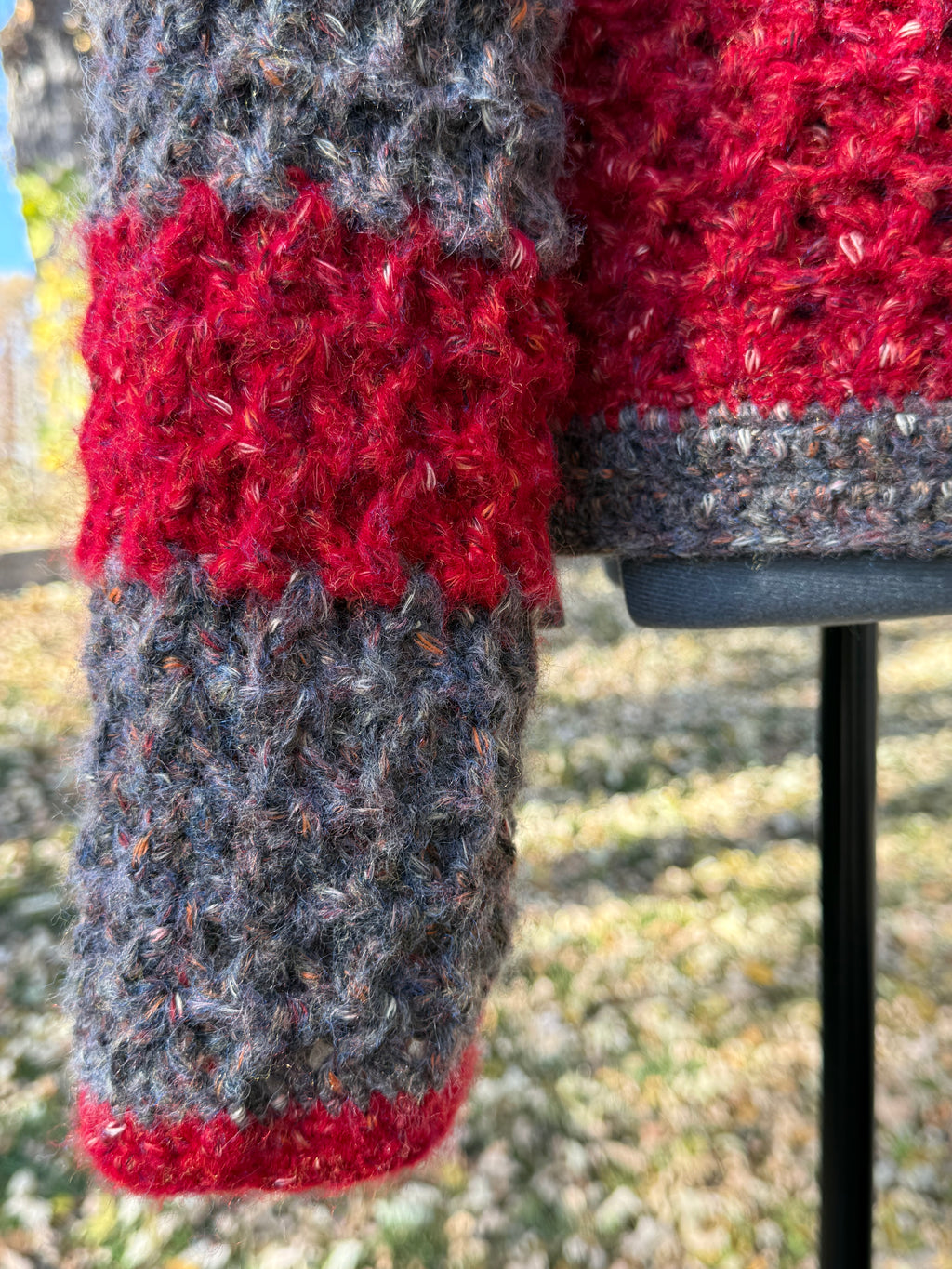 Vermillian red and taupe Sweater