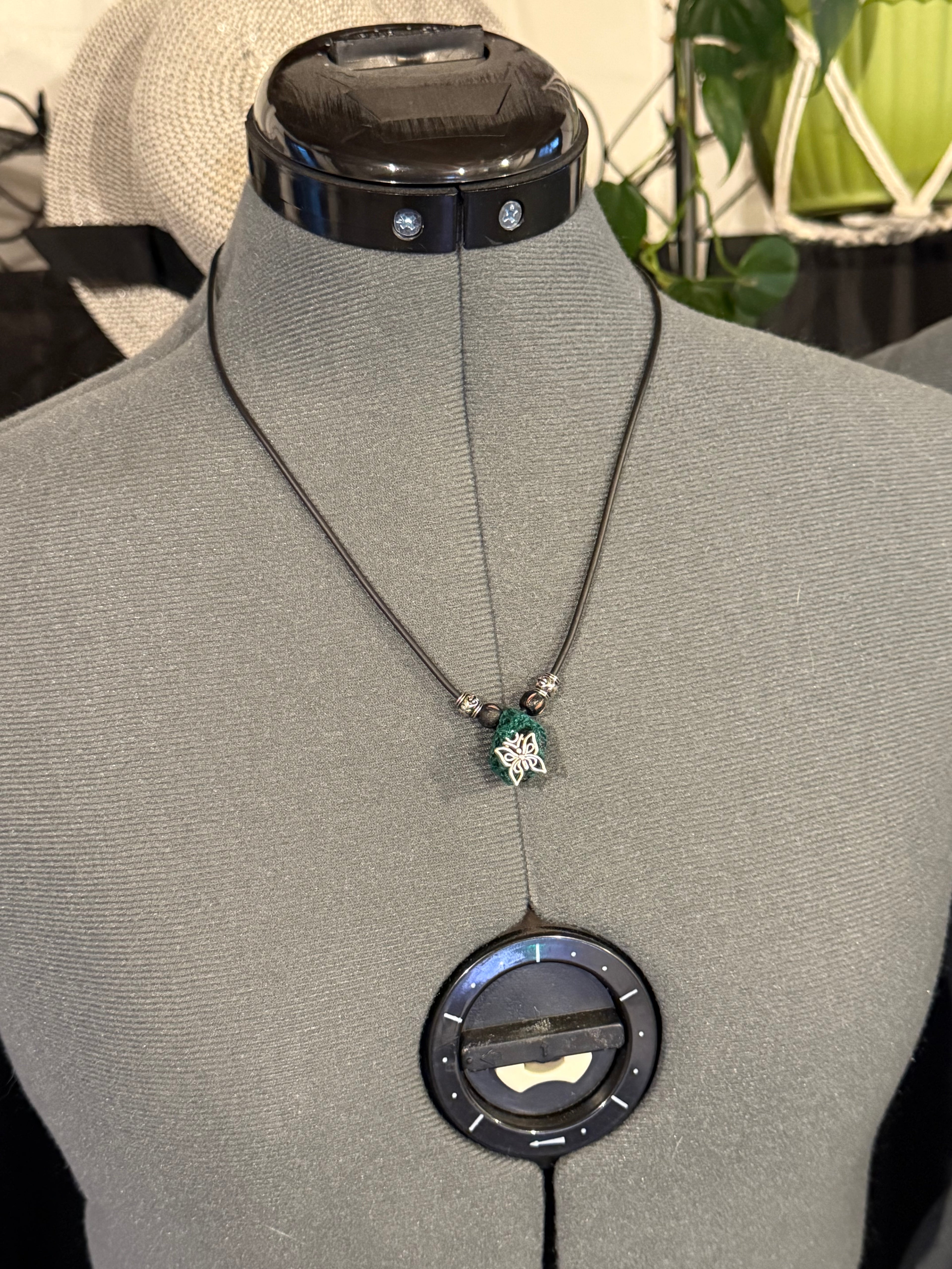 Black tourmaline and butterfly necklace