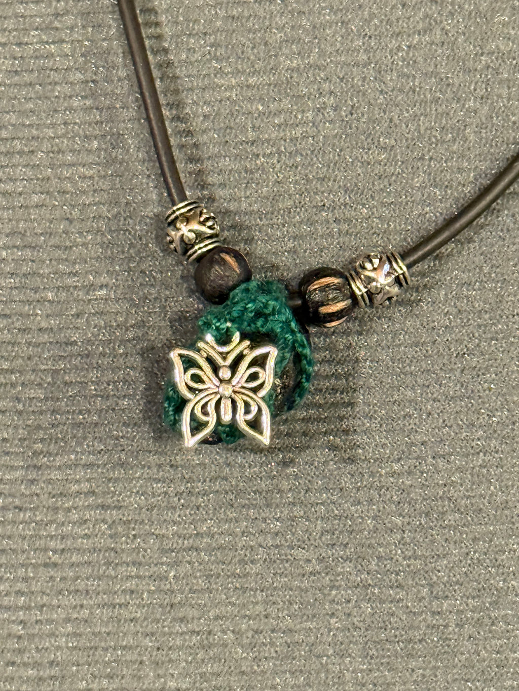 Black tourmaline and butterfly necklace