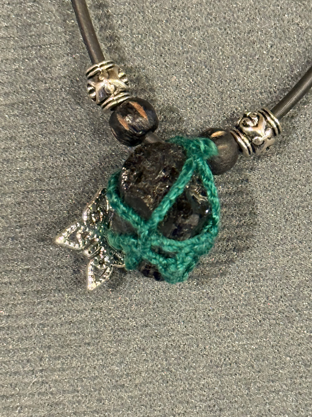 Black tourmaline and butterfly necklace