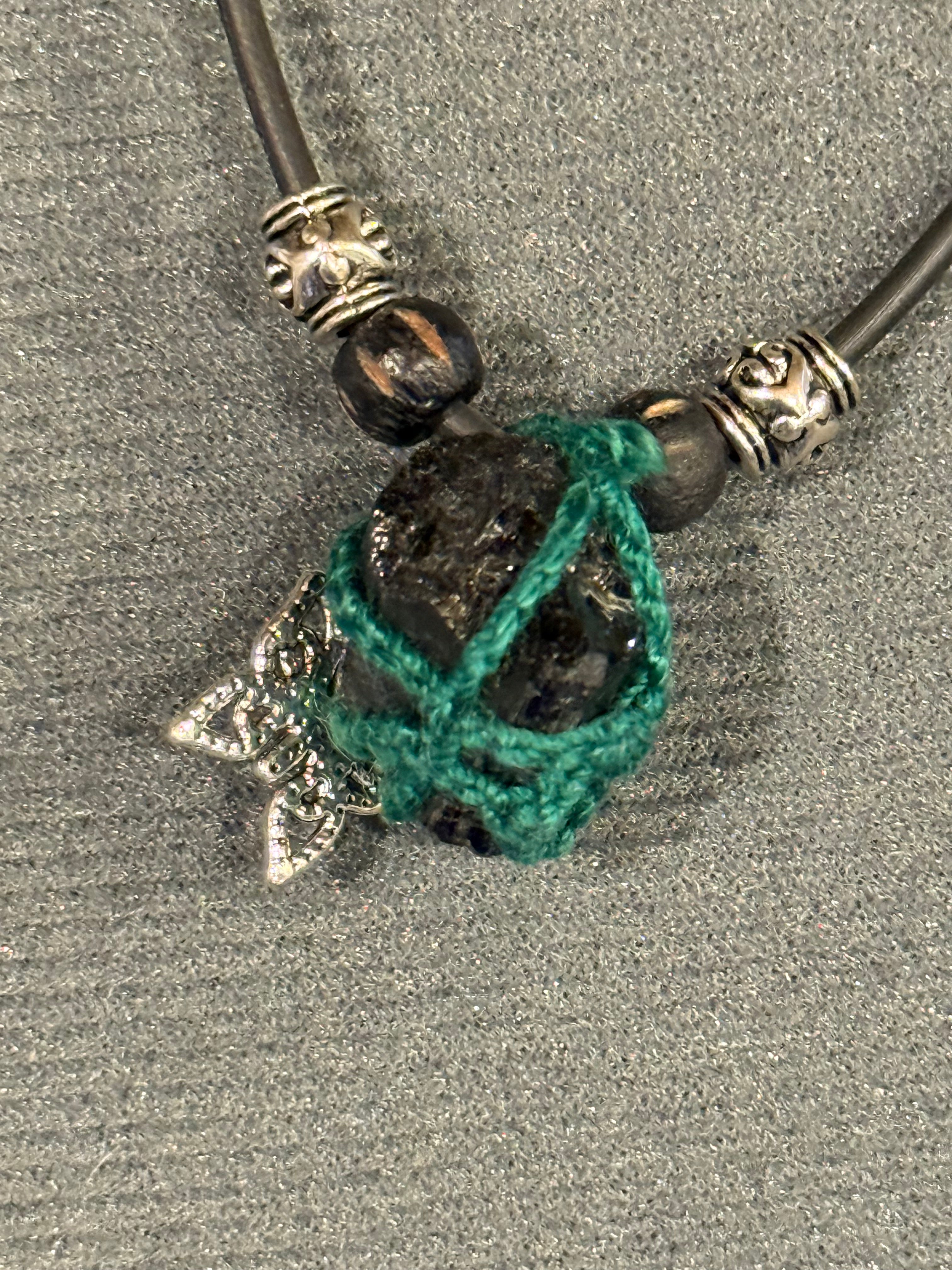 Black tourmaline and butterfly necklace