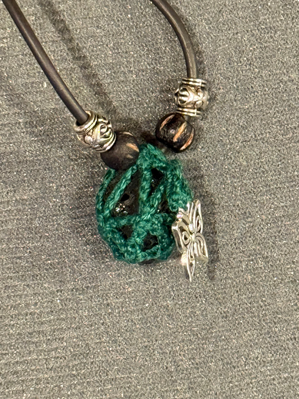 Black tourmaline and butterfly necklace