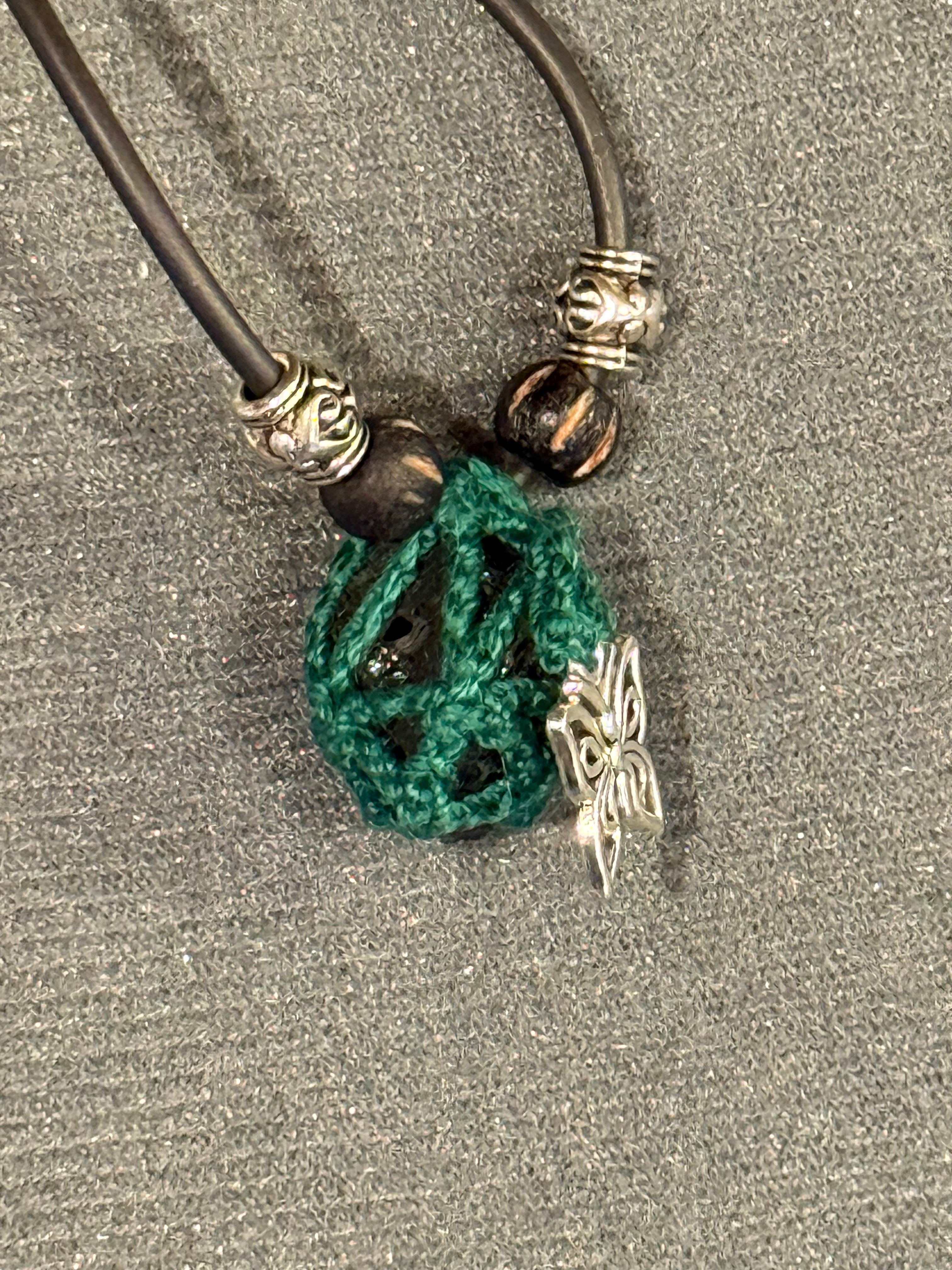 Black tourmaline and butterfly necklace