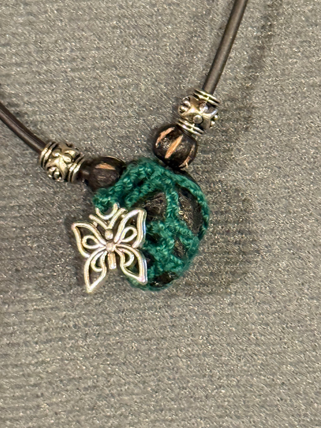 Black tourmaline and butterfly necklace