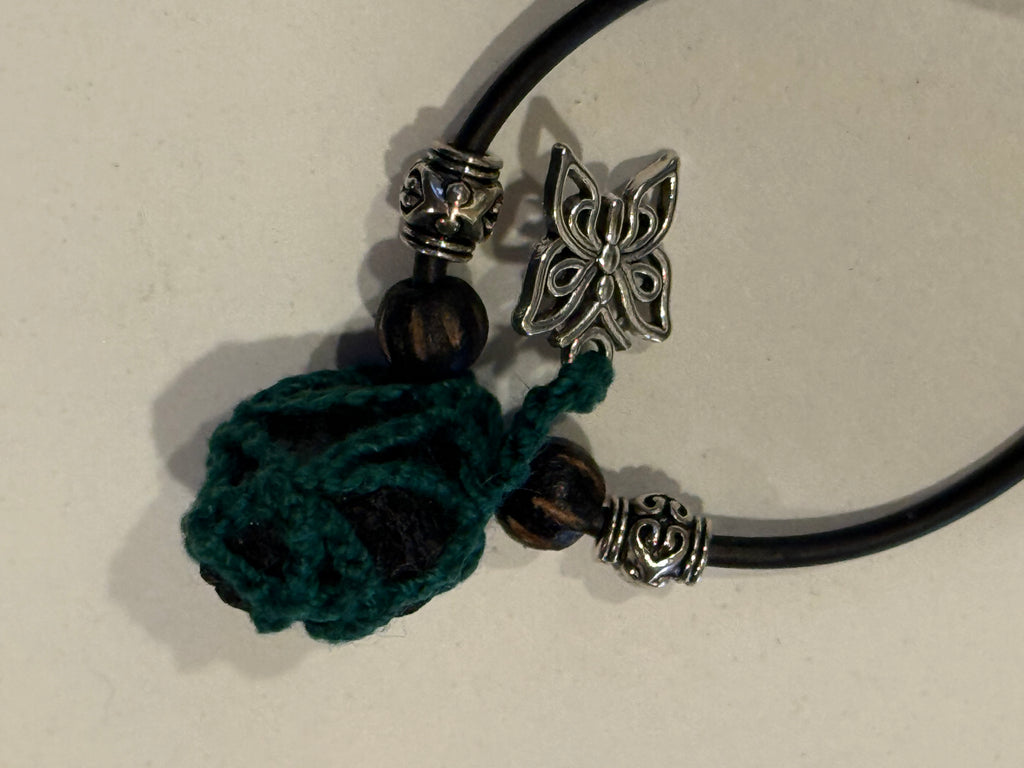 Black tourmaline and butterfly necklace