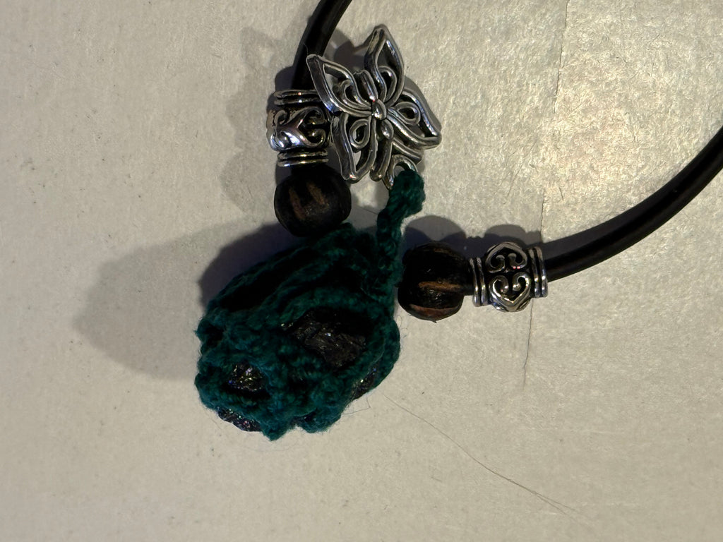 Black tourmaline and butterfly necklace