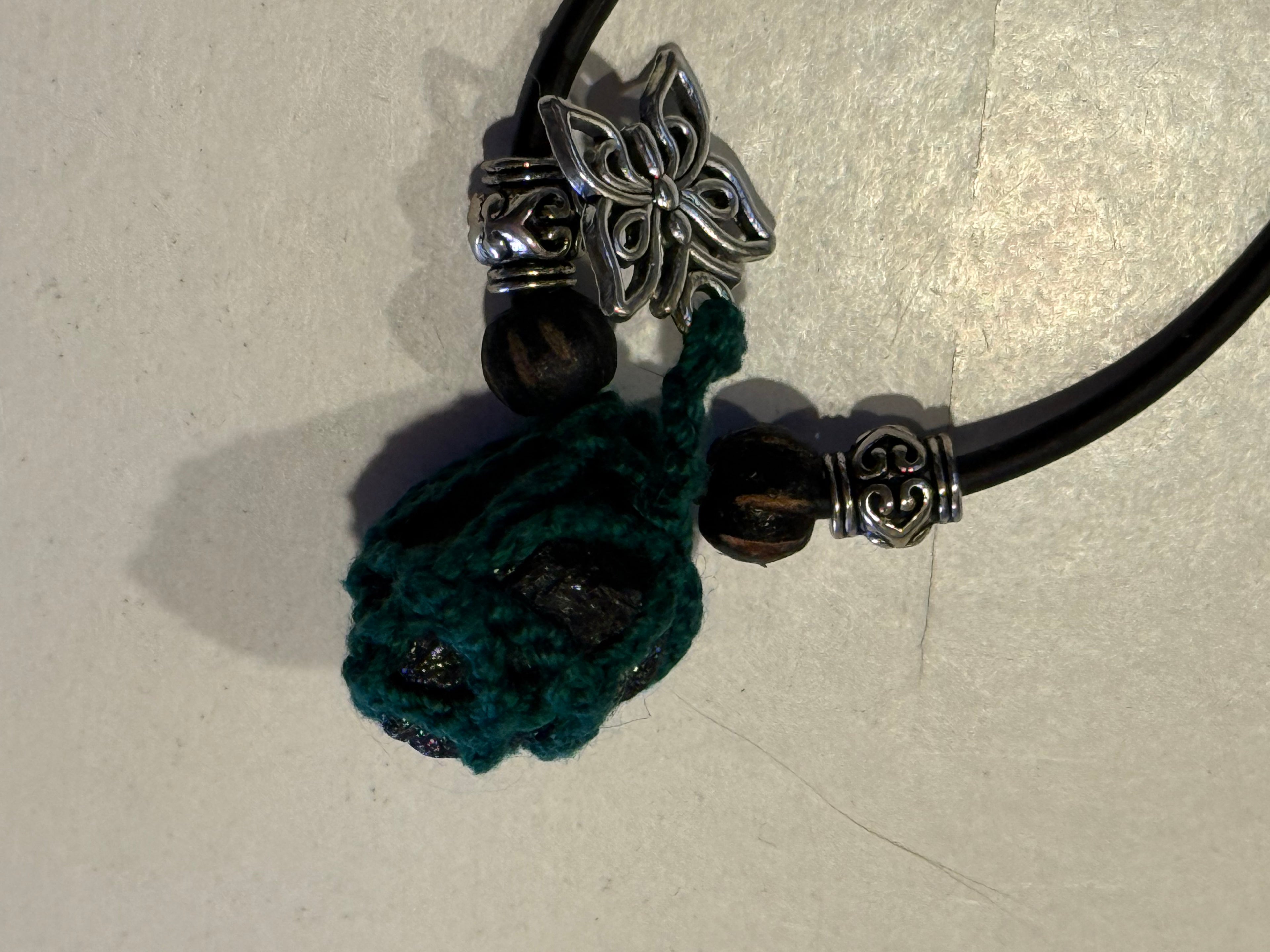 Black tourmaline and butterfly necklace