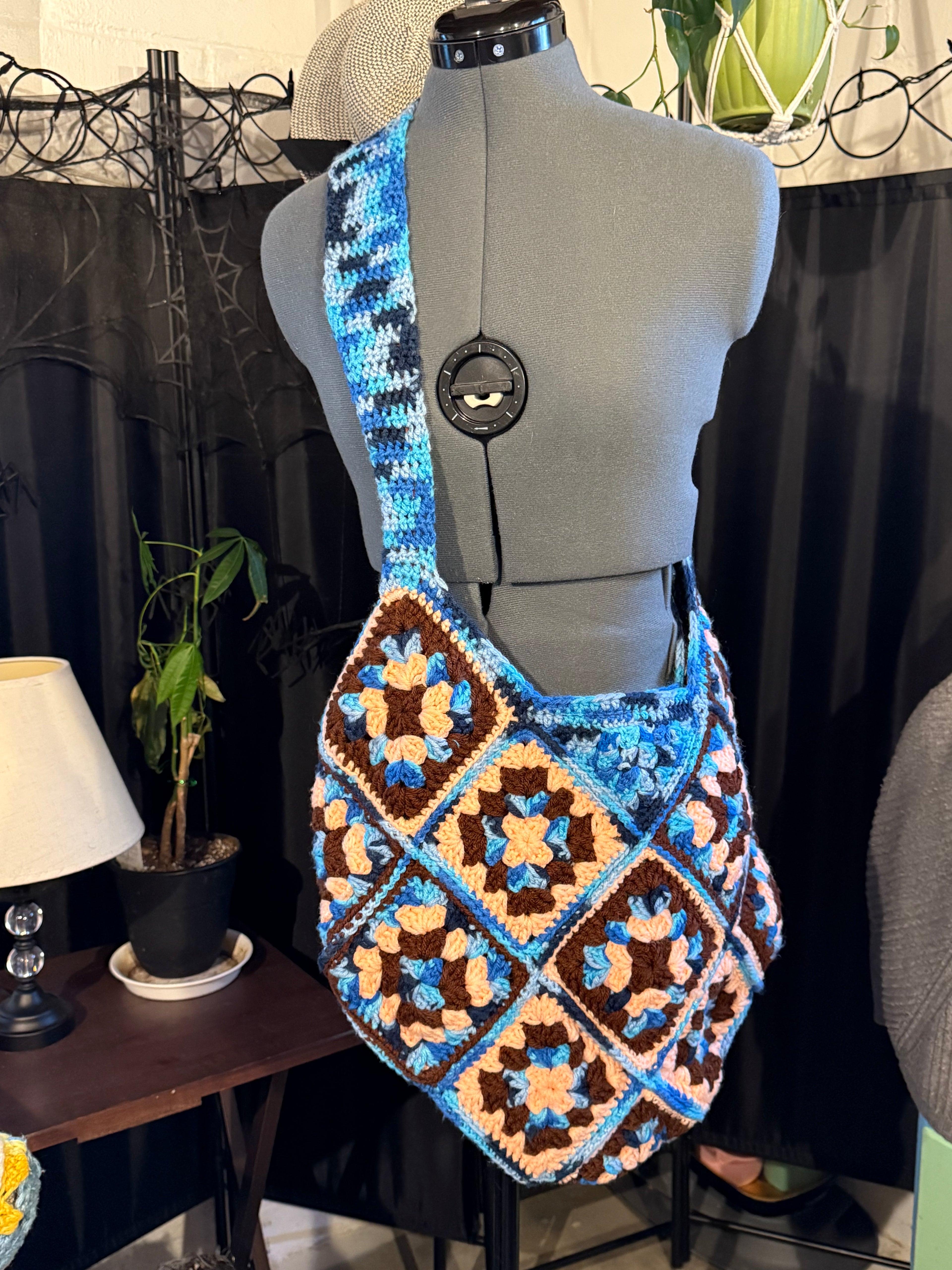 Granny square cross body carryall bag