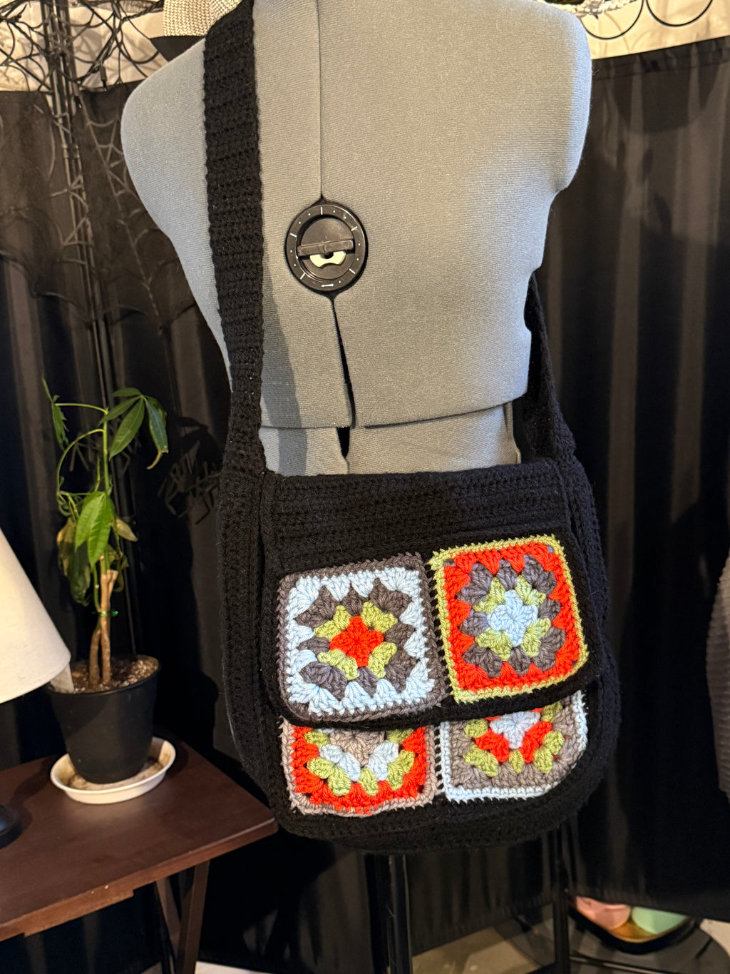 multi colored granny square bag