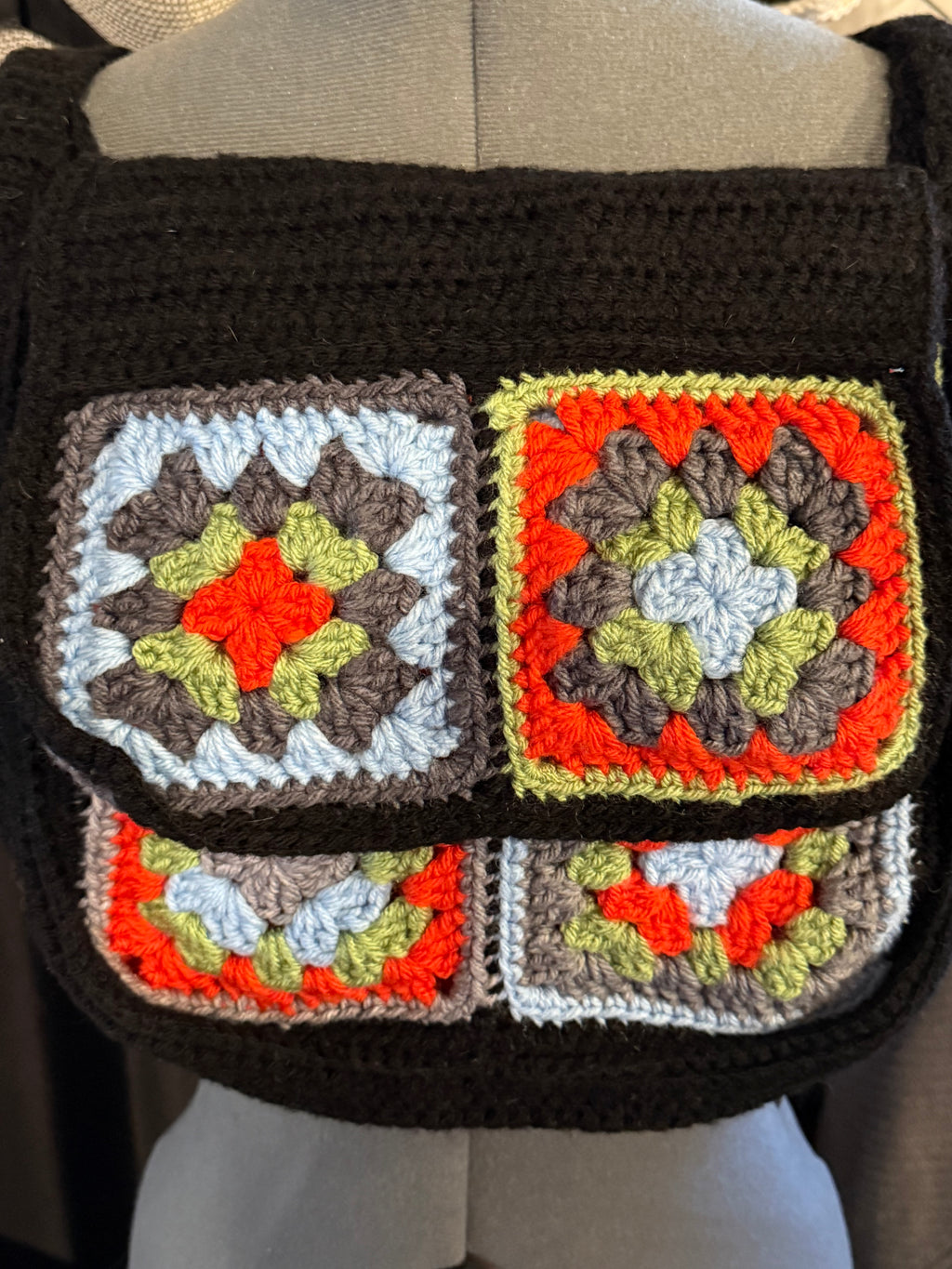 multi colored granny square bag