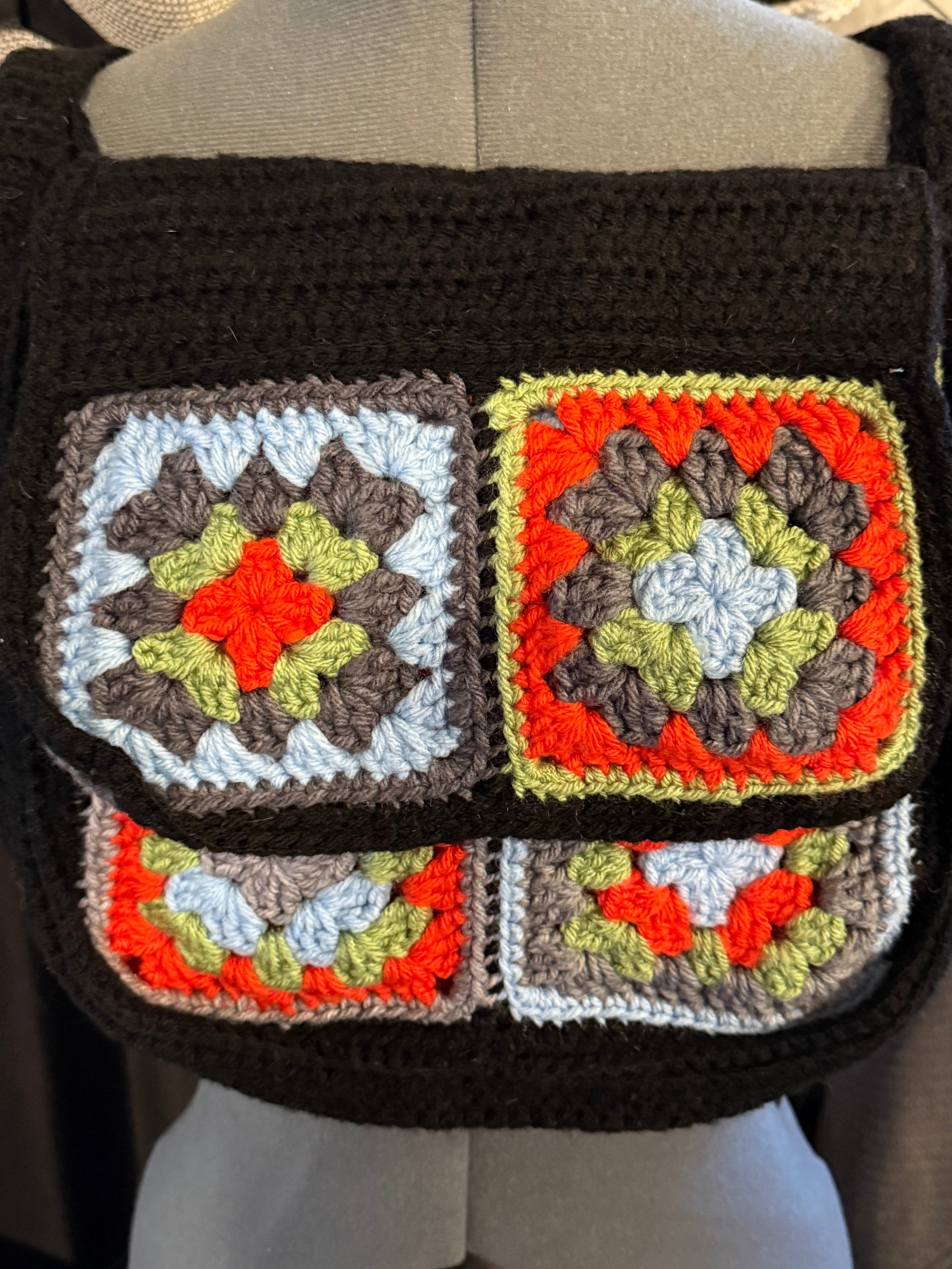 multi colored granny square bag