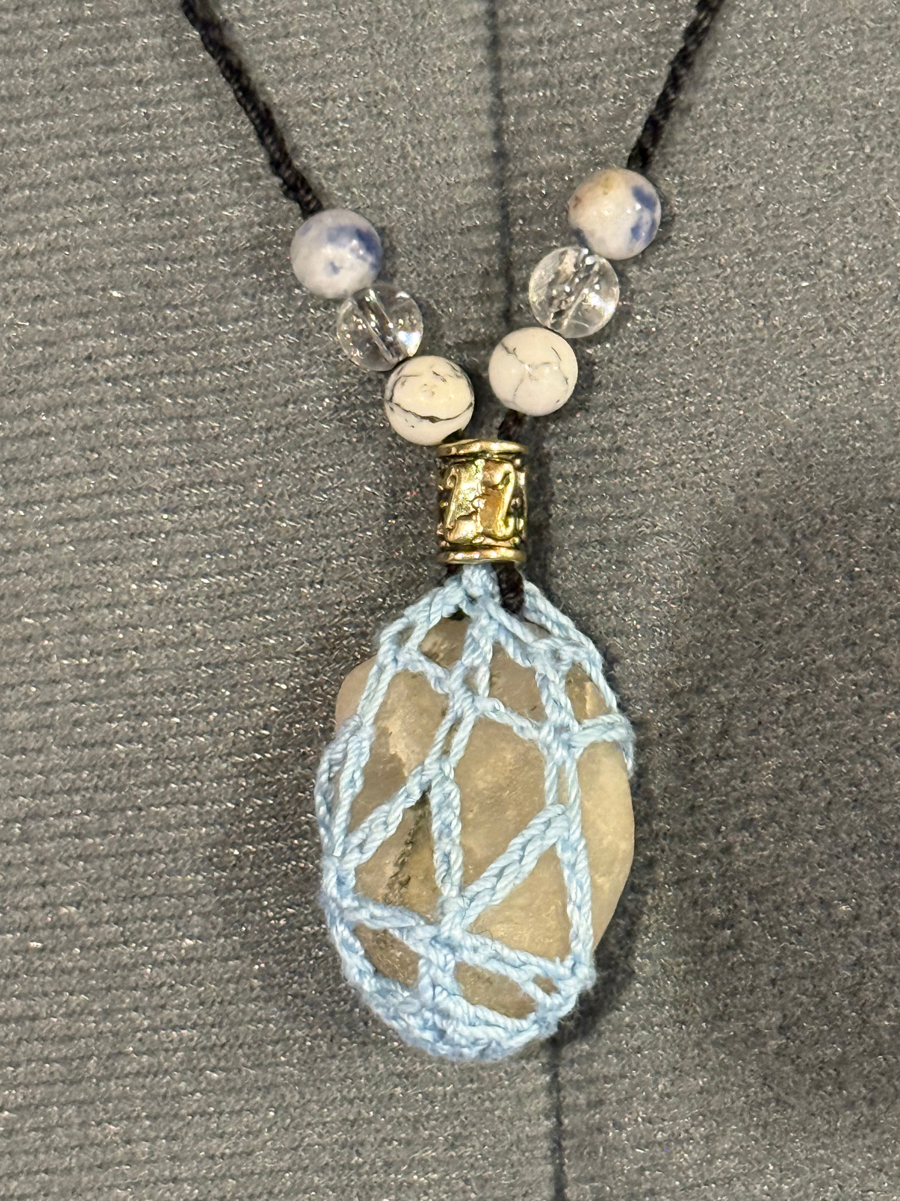 Light blue grounding stone necklace
