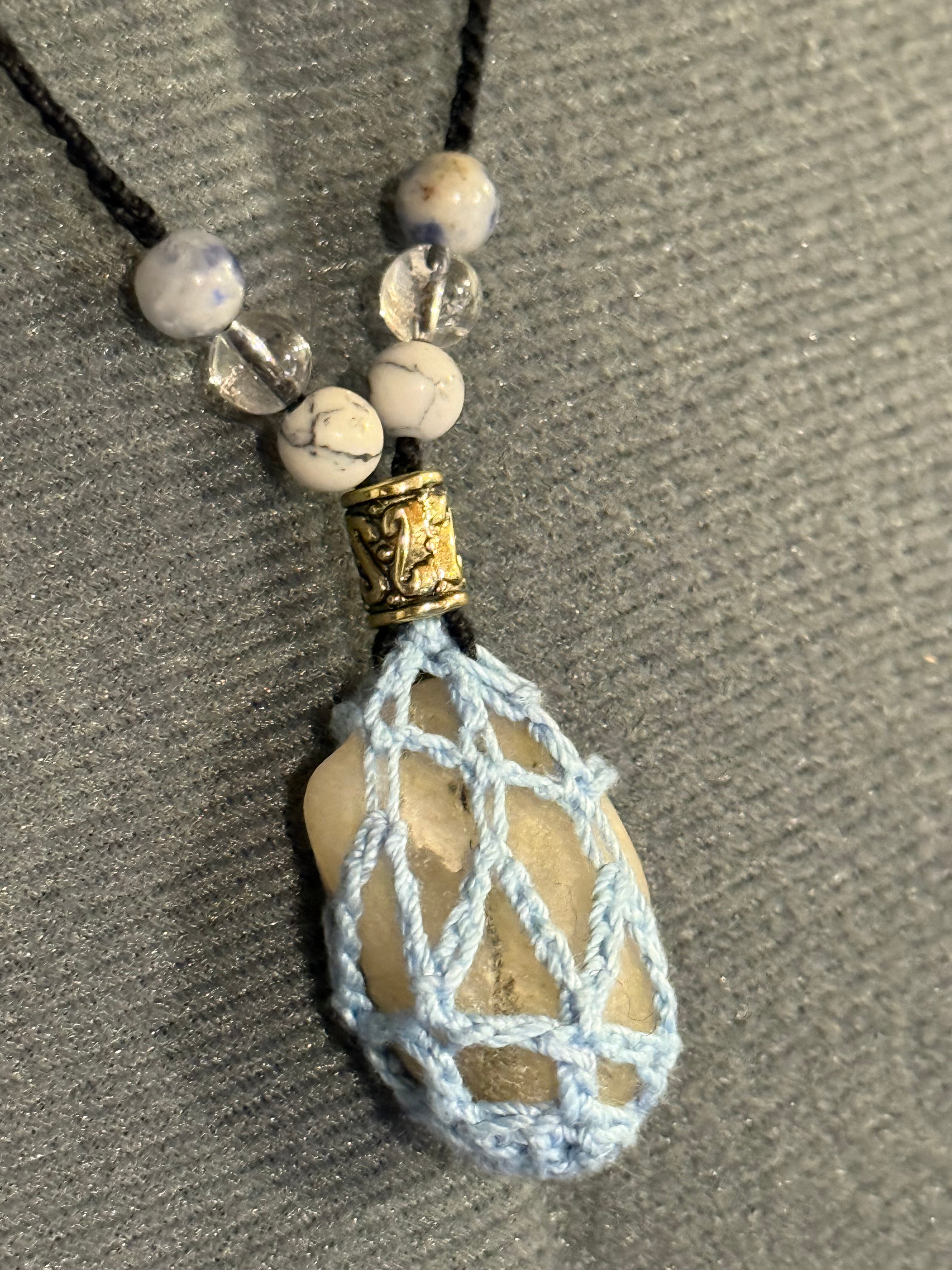 Light blue grounding stone necklace