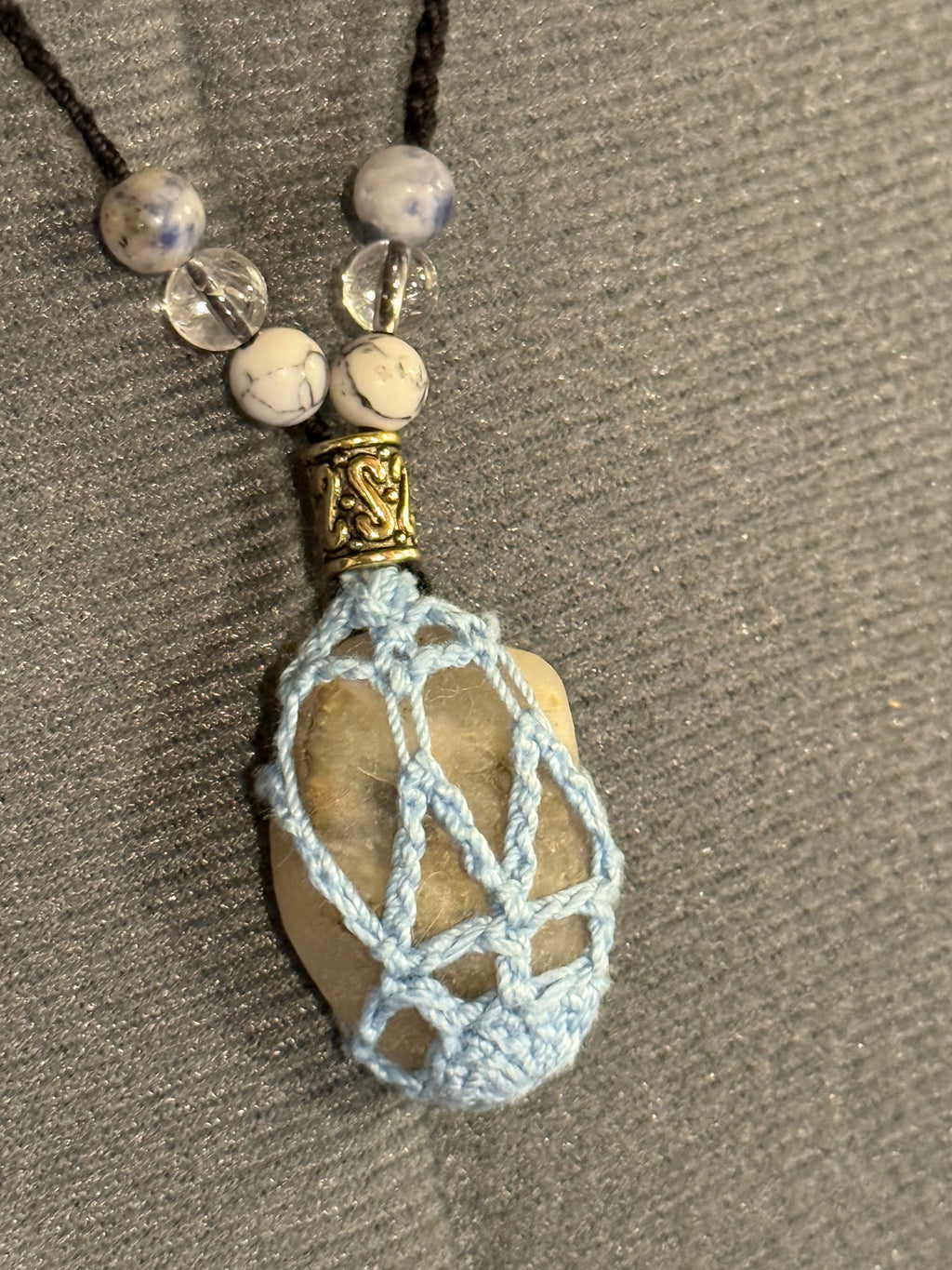 Light blue grounding stone necklace