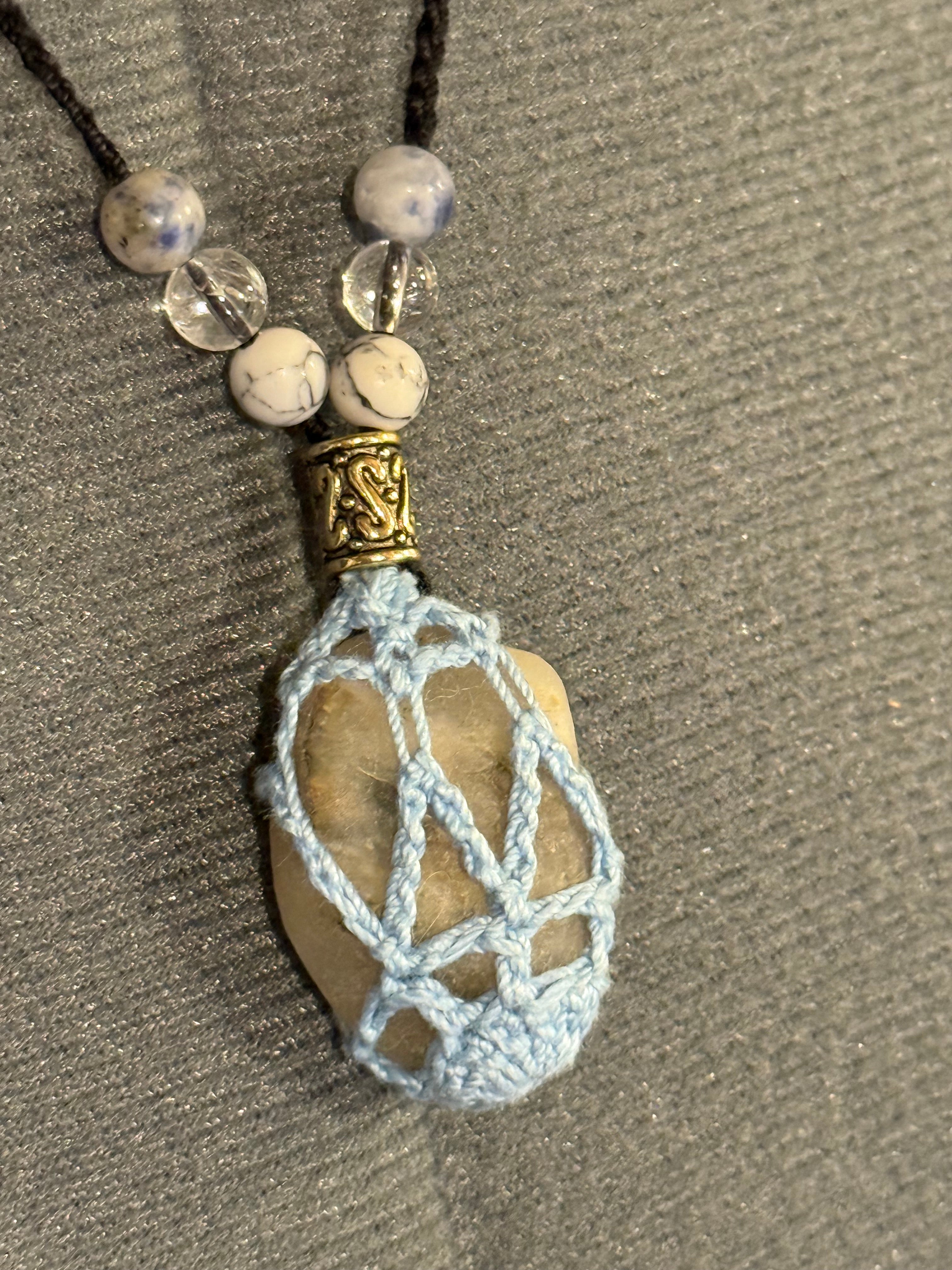 Light blue grounding stone necklace