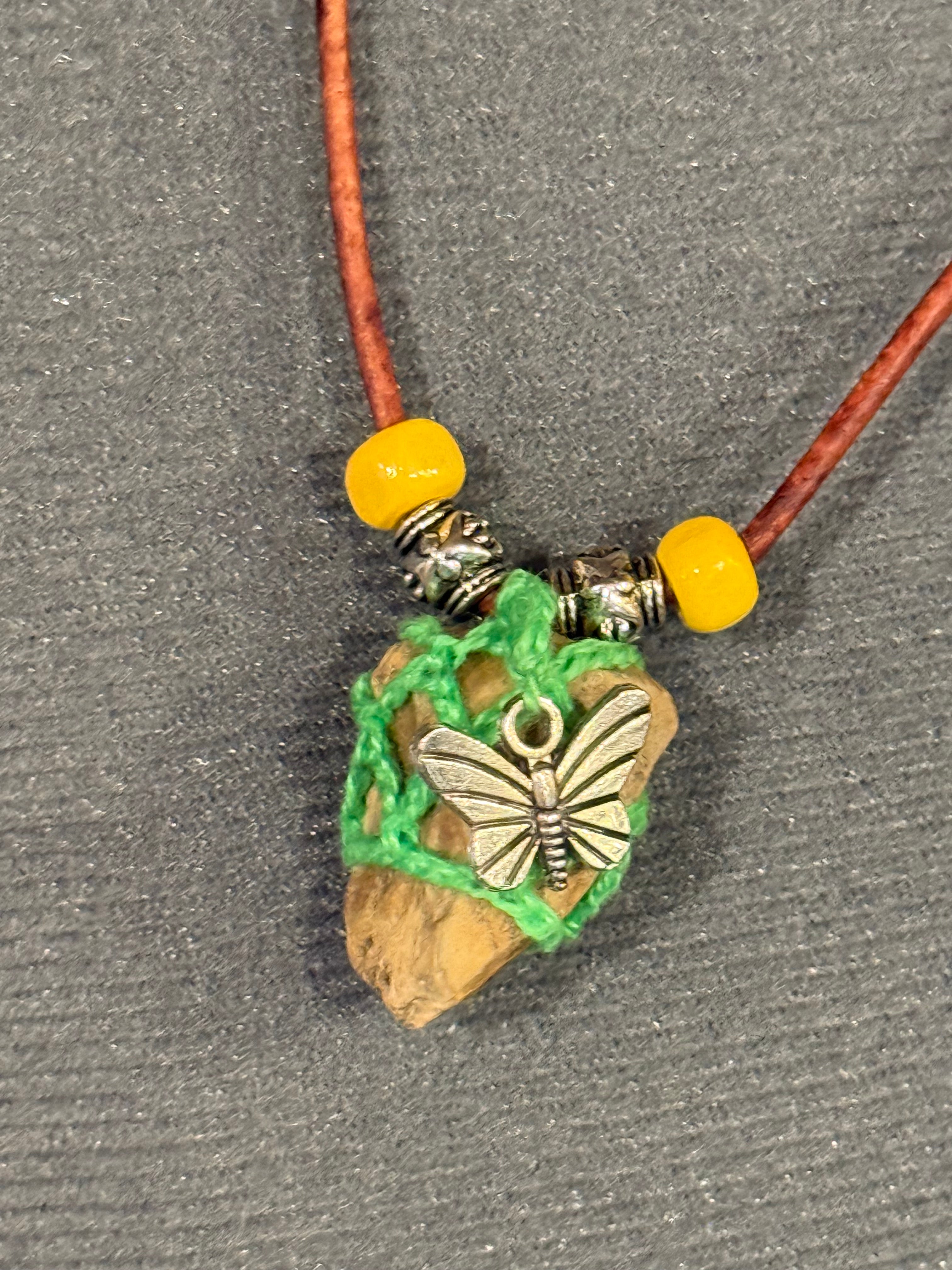grounding stone butterfly necklace