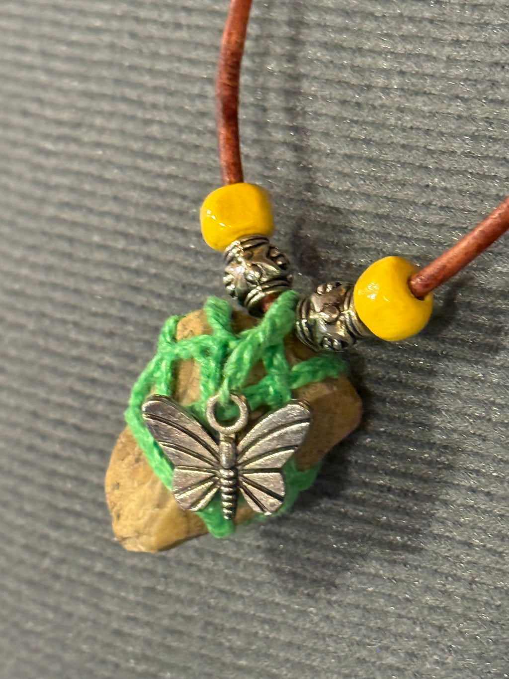 grounding stone butterfly necklace