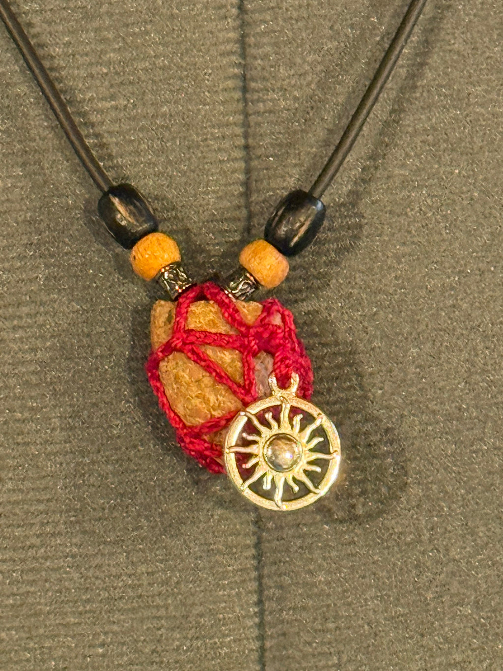 sun charm grounding stone necklace