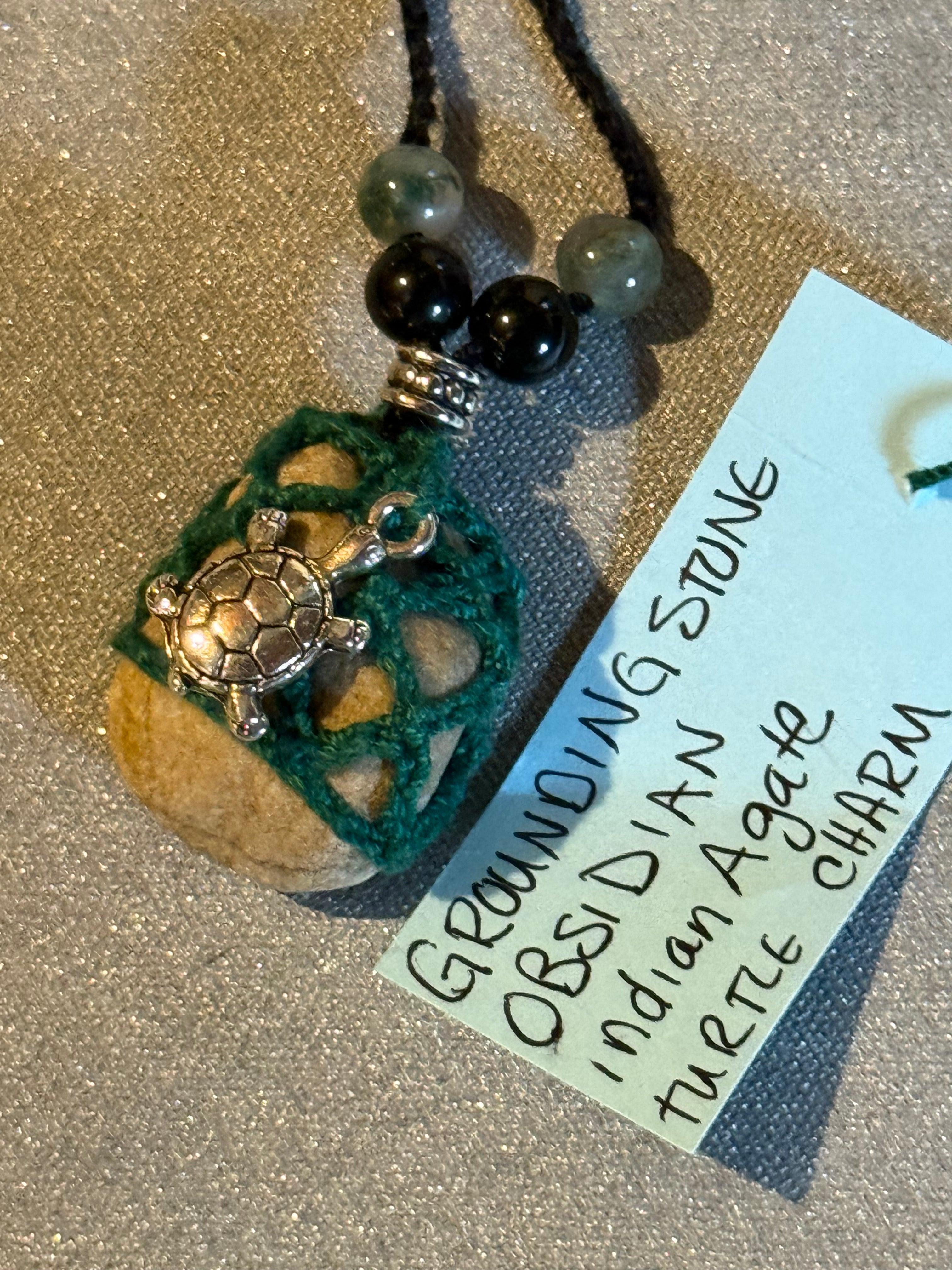 grounding stone turtle necklace