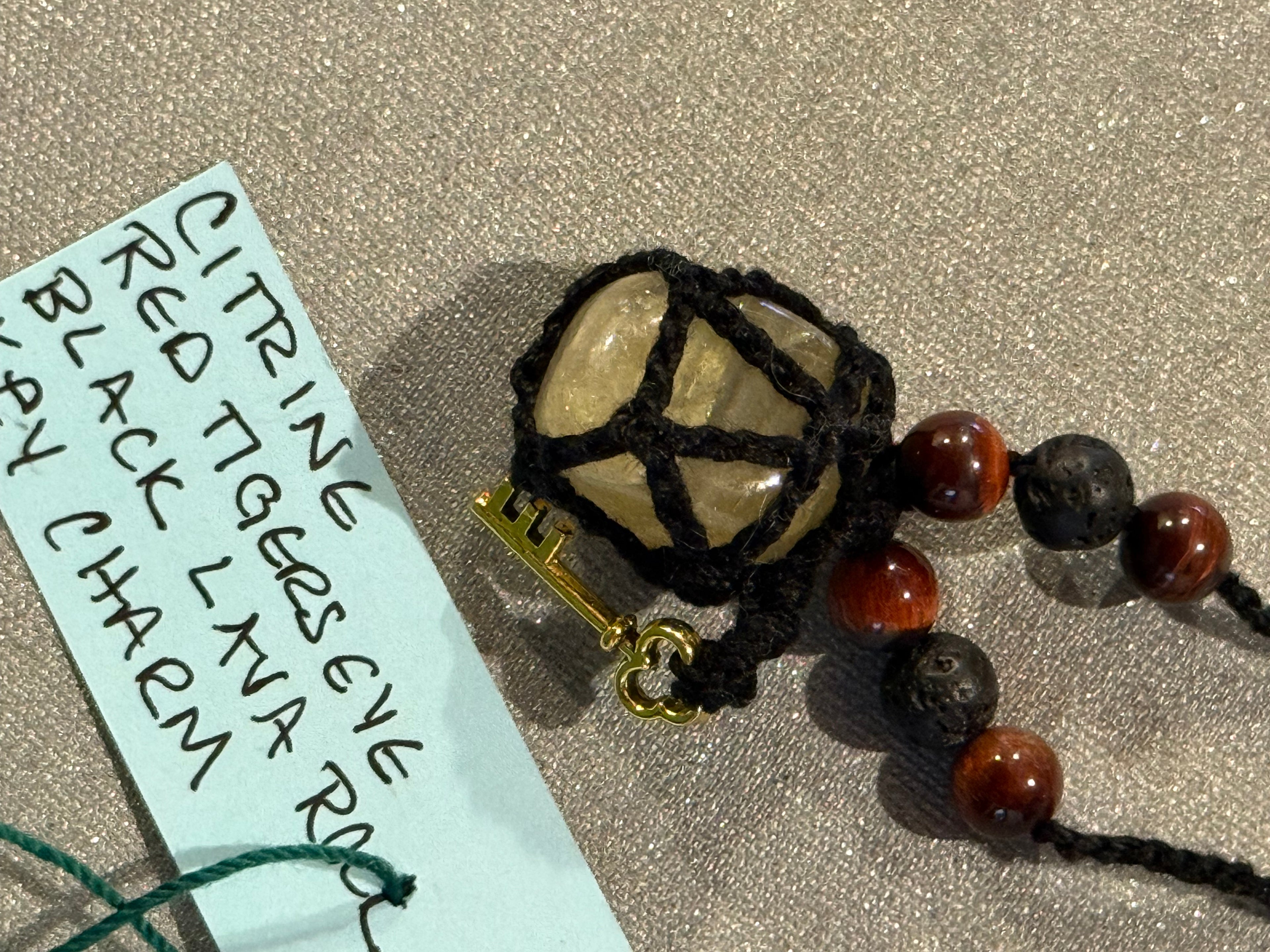 Citrine stone with key necklace