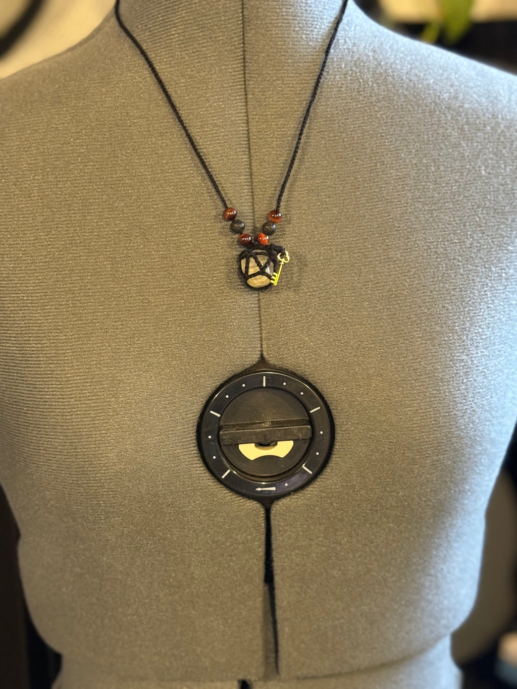 Citrine stone with key necklace