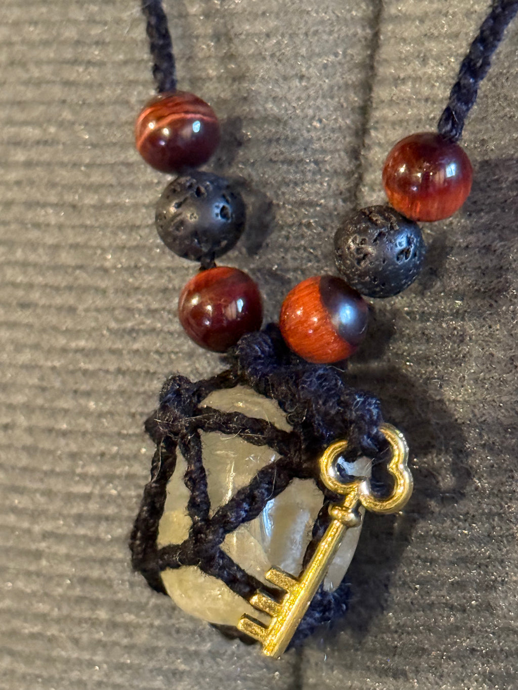 Citrine stone with key necklace