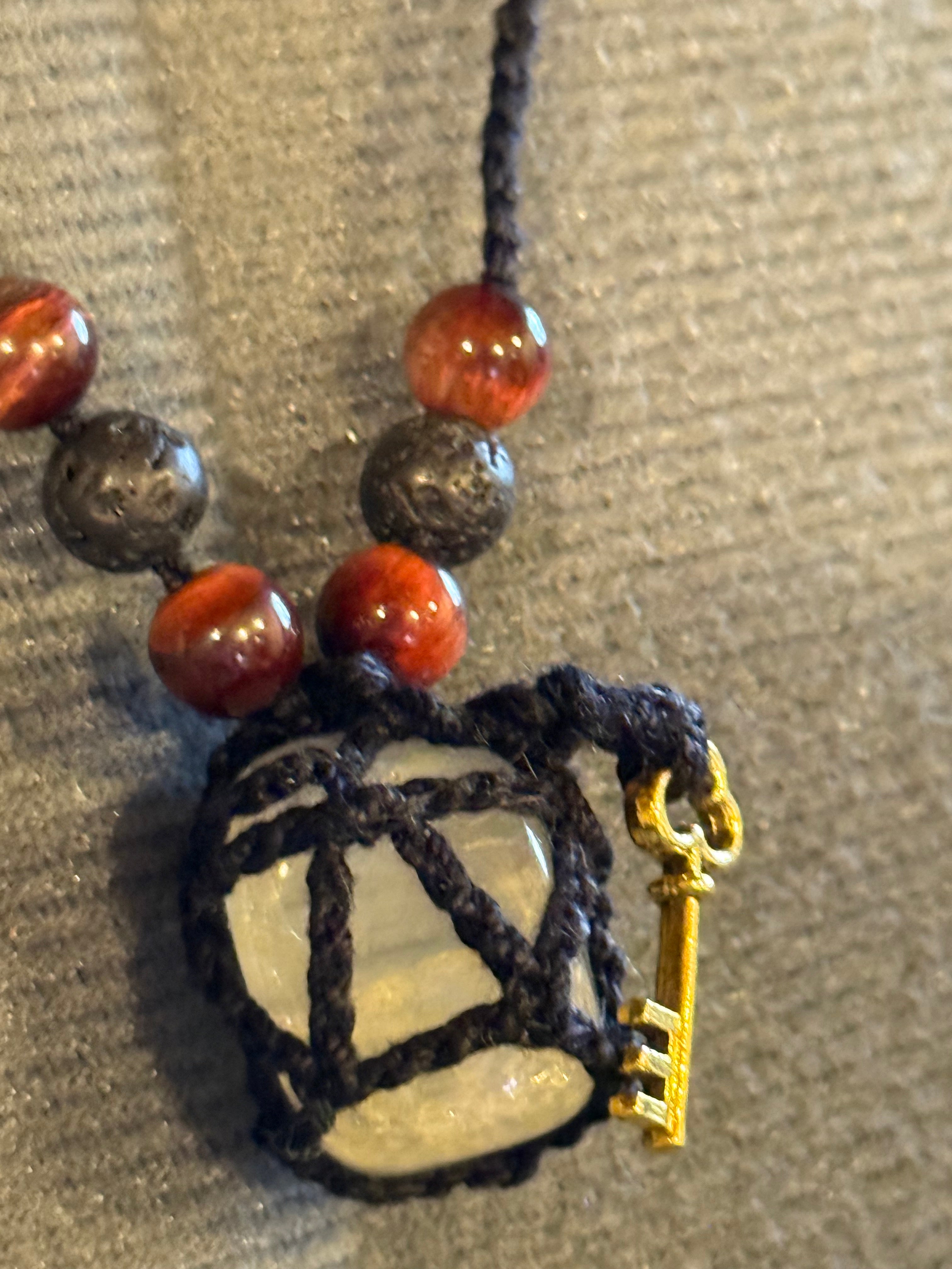 Citrine stone with key necklace