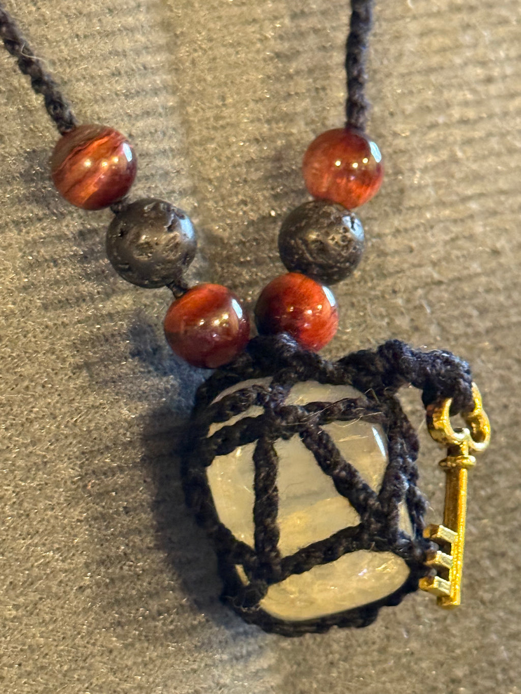 Citrine stone with key necklace
