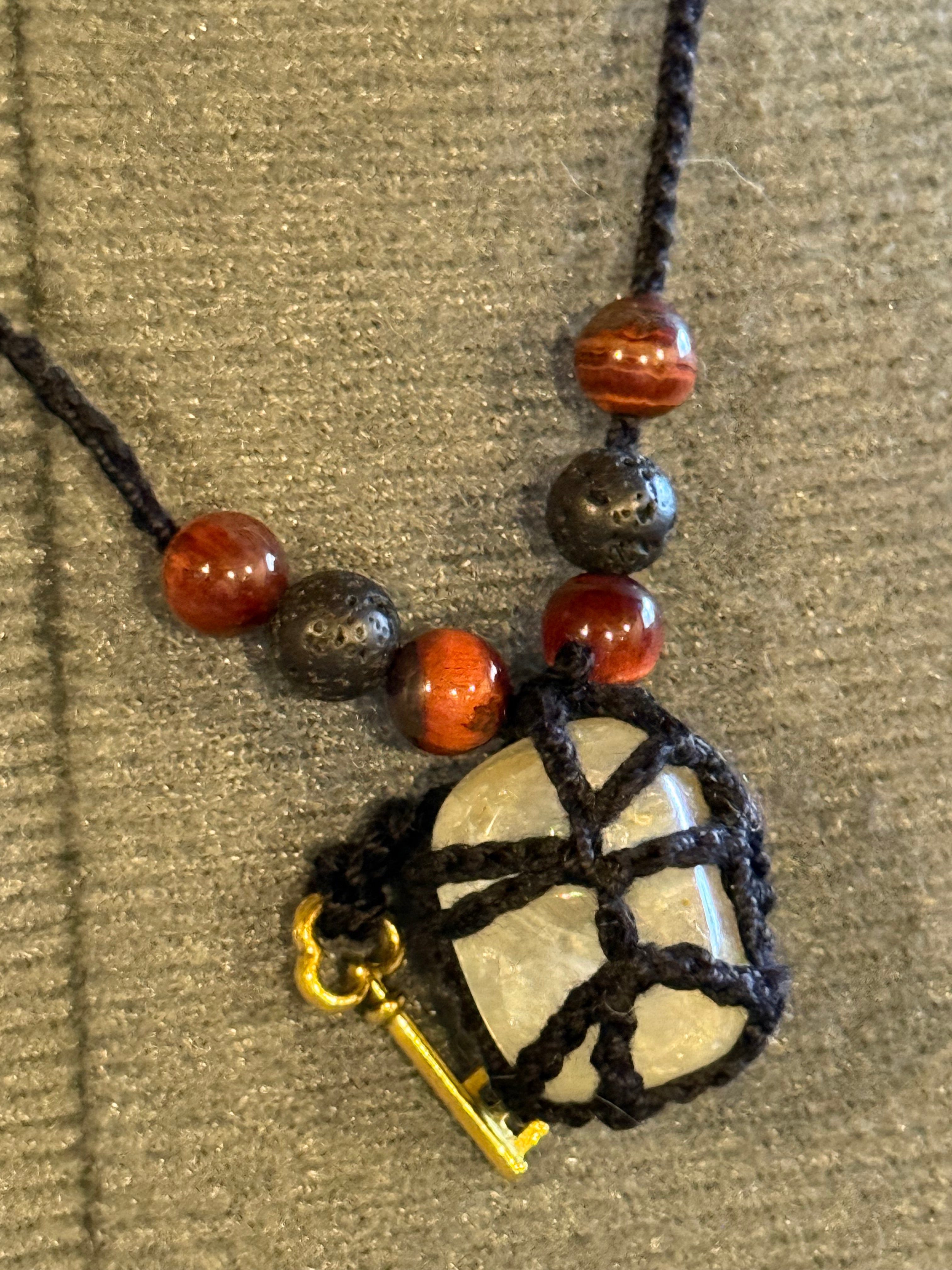 Citrine stone with key necklace