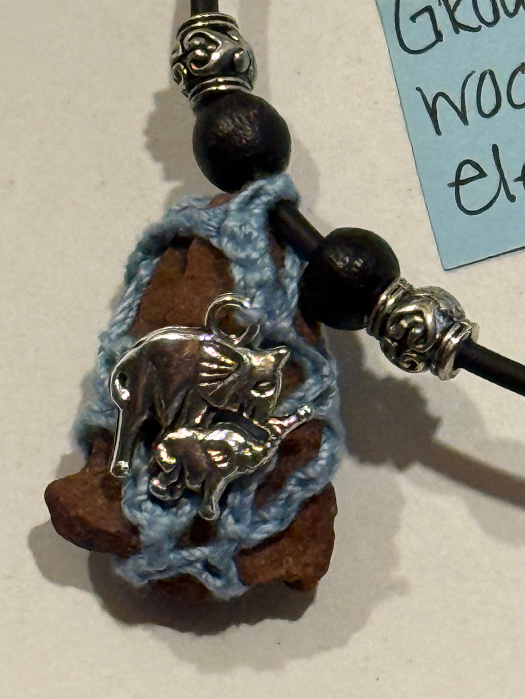 light blue elephant stone necklace