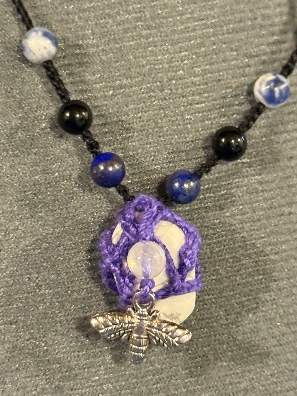 purple bee necklace