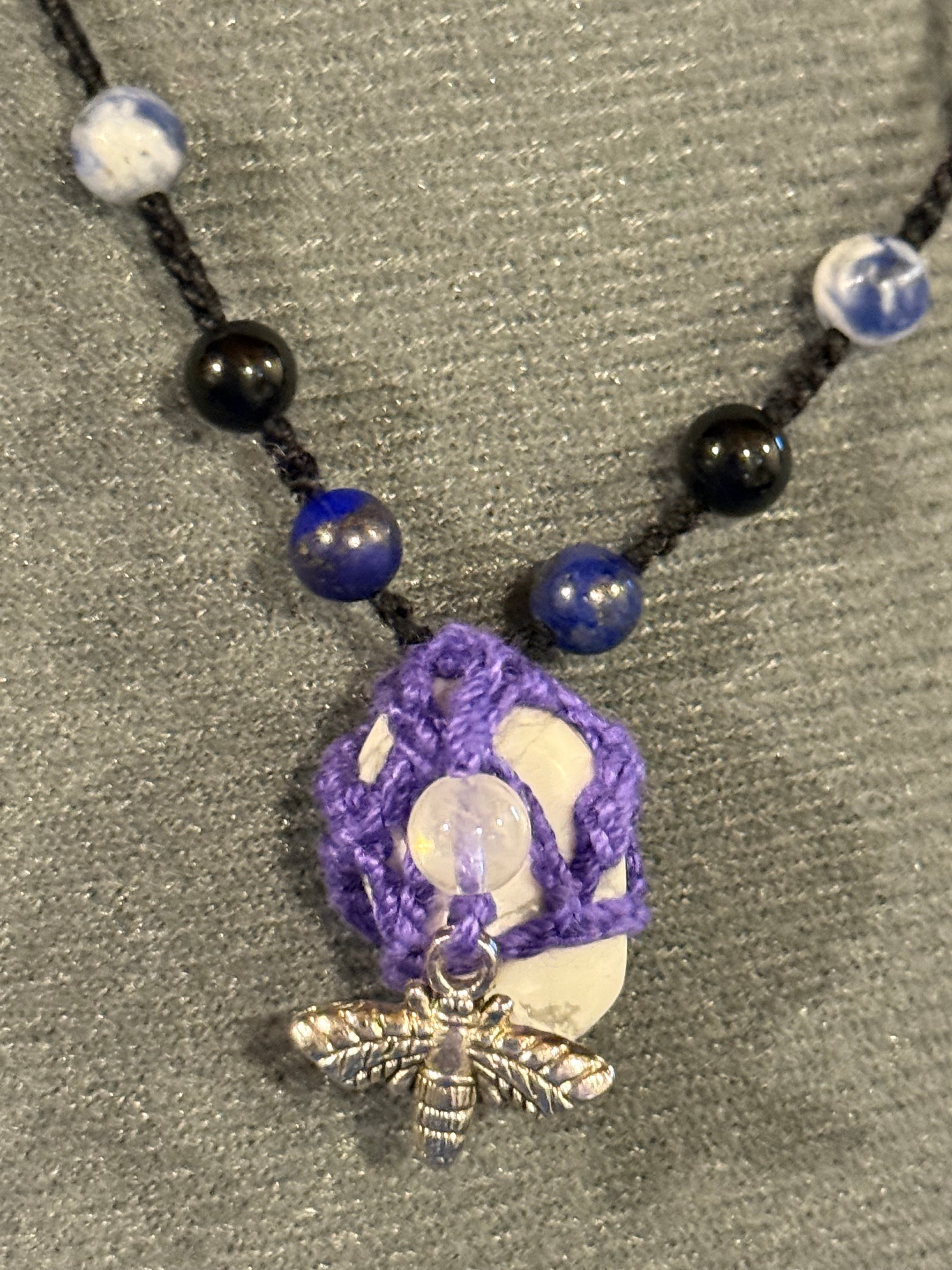 purple bee necklace