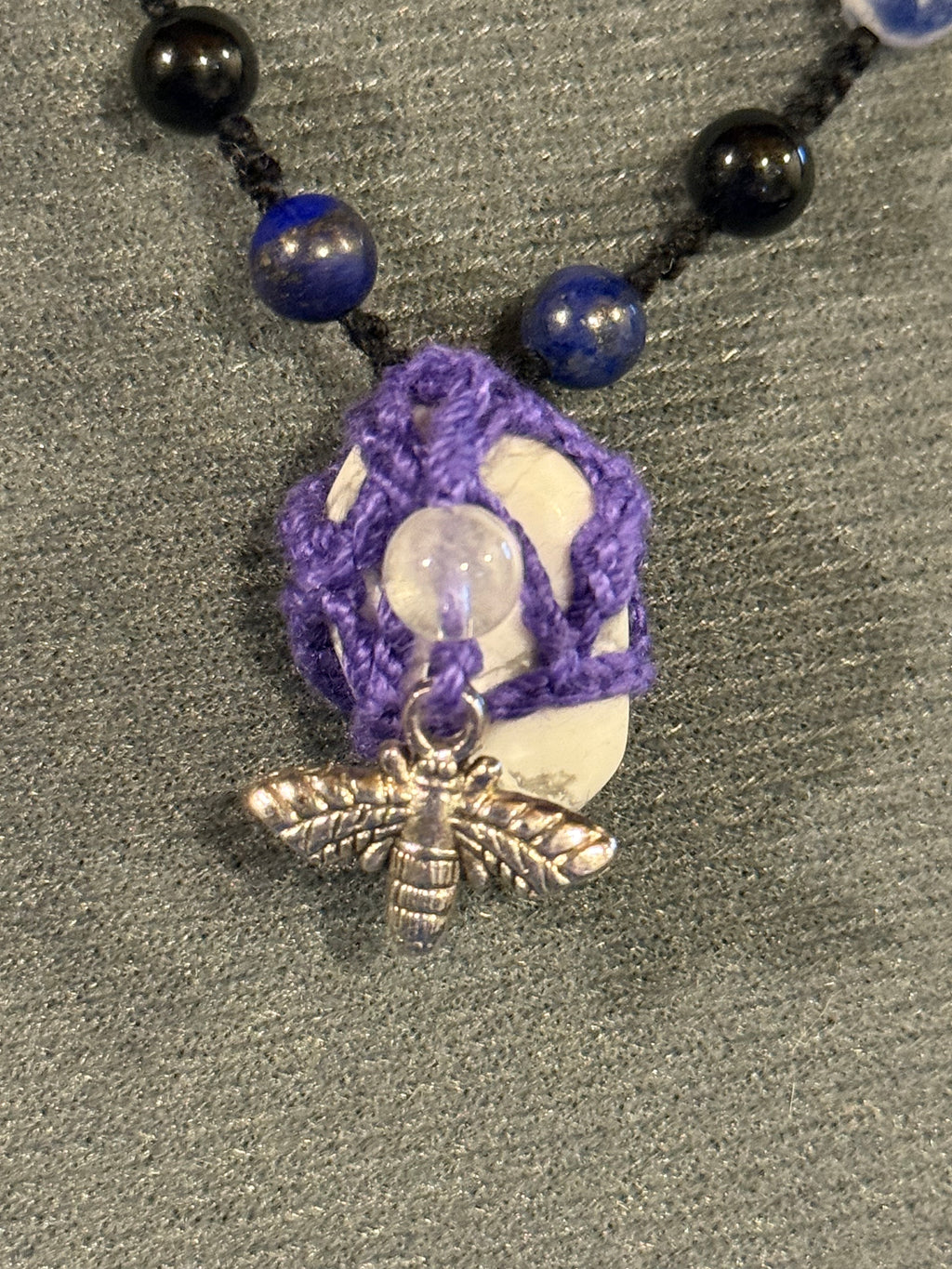 purple bee necklace