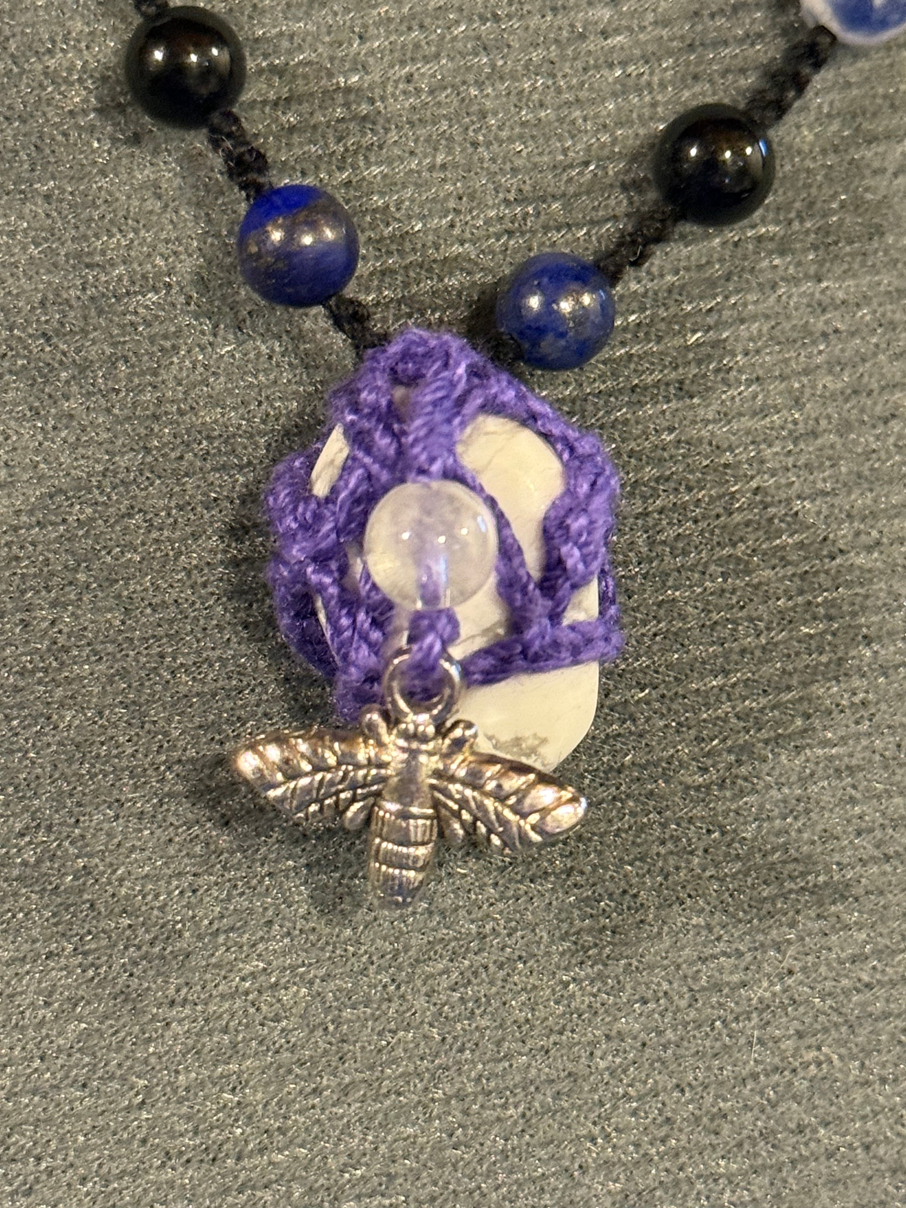 purple bee necklace