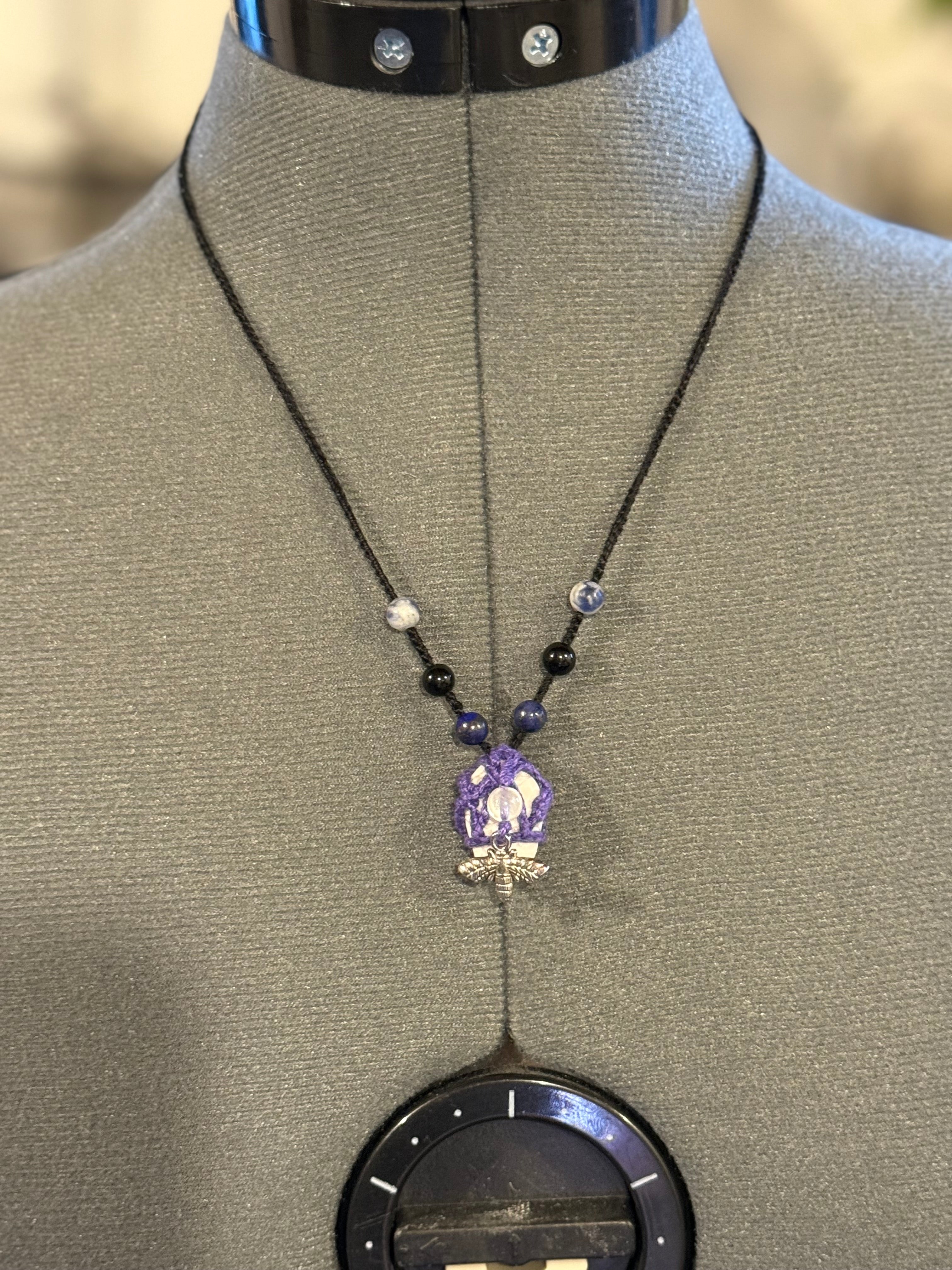 purple bee necklace