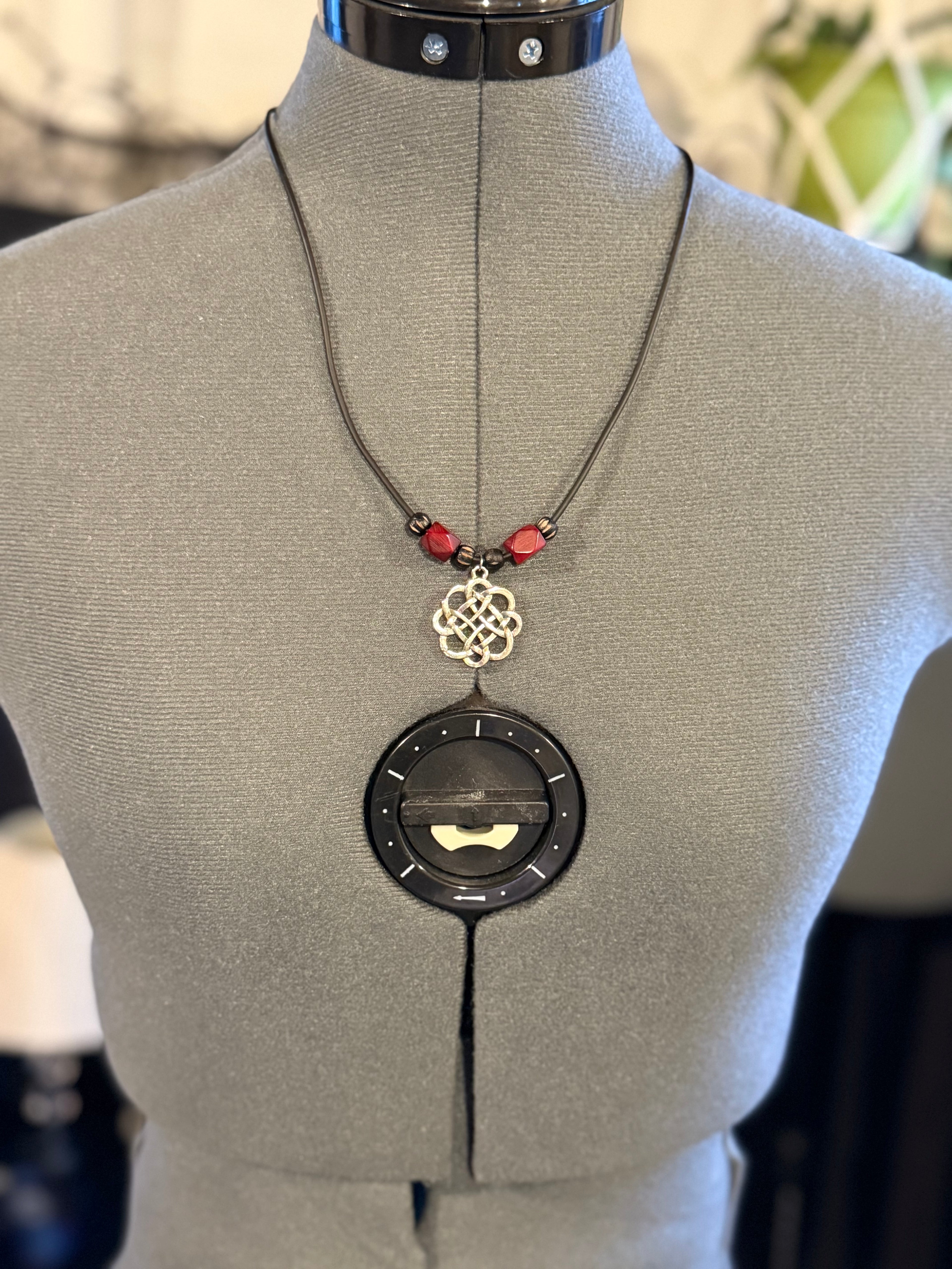 celtic knot necklace with red beads