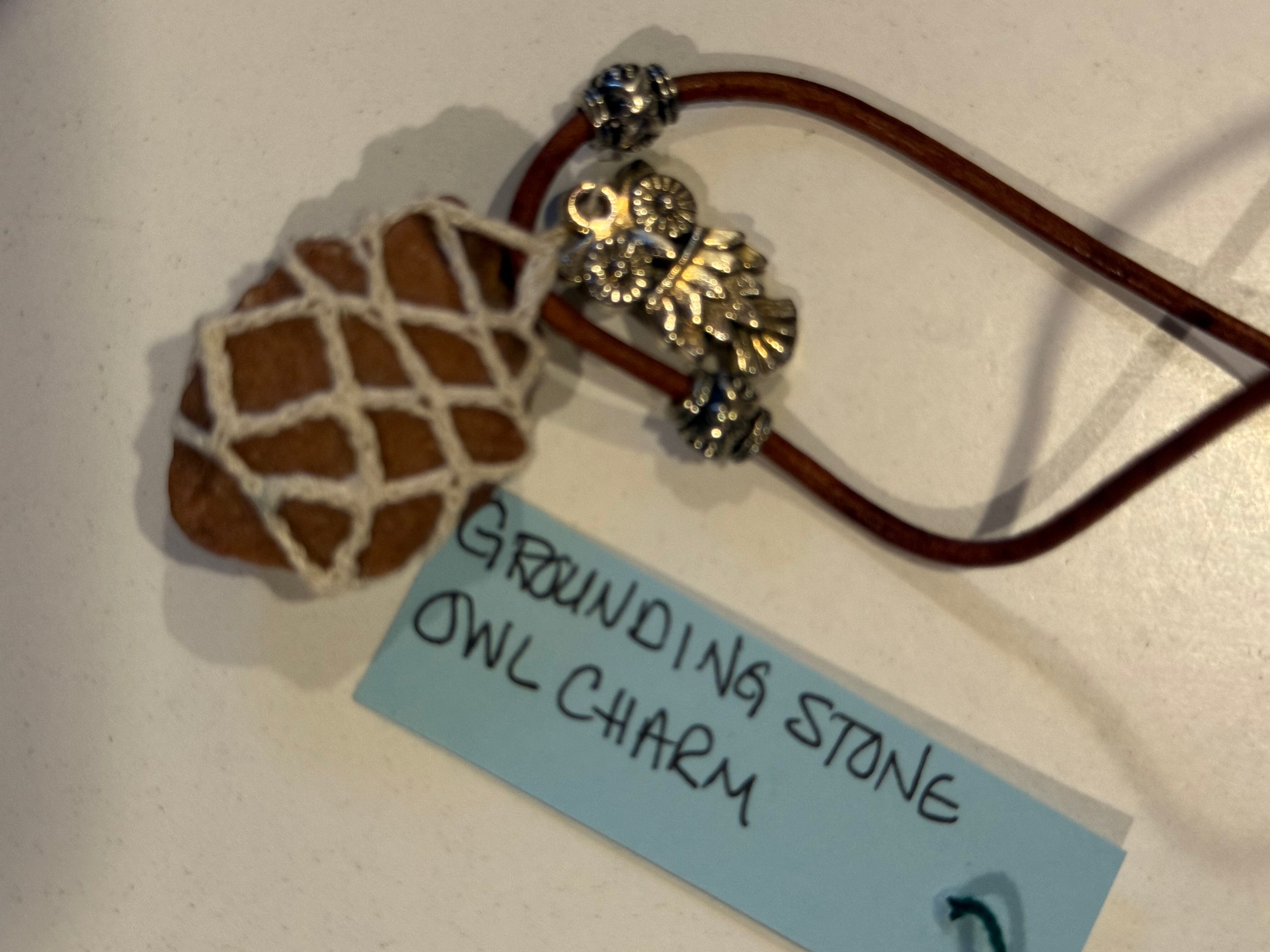 Owl grounding stone necklace